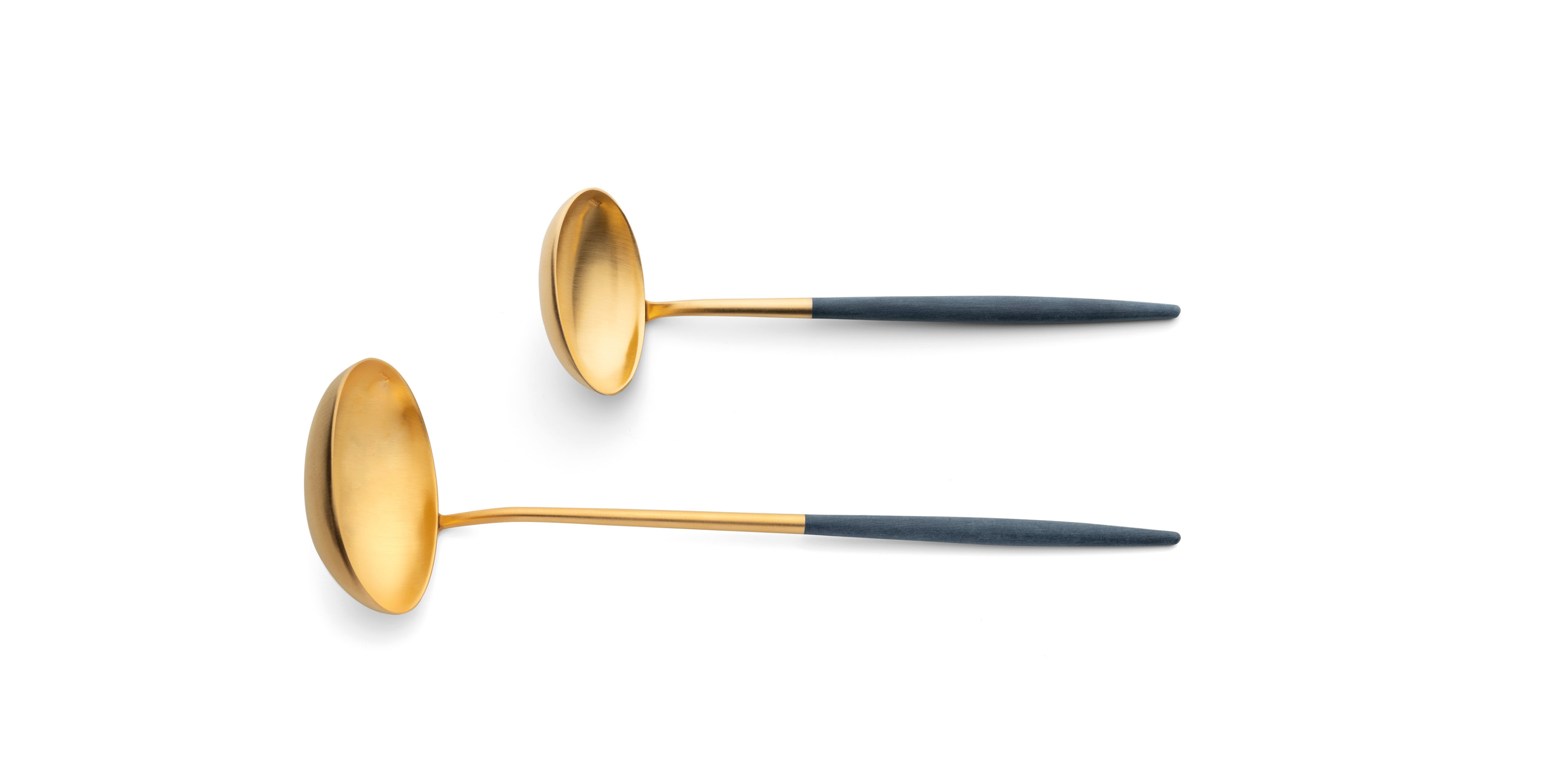 Cutipol Mio Blue Gold with soup ladle and sauce ladle