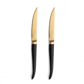 RIB GOLD STEAK KNIFE 2 PCS SET WITH GIFT BOX