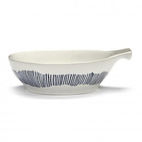 SERAX Feast - White tapas plate with blue stripes L