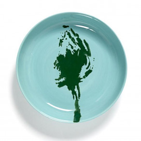 SERAX Feast - Blue deep plate with green artichoke