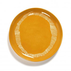 SERAX Feast - Yellow plate with white stripes M