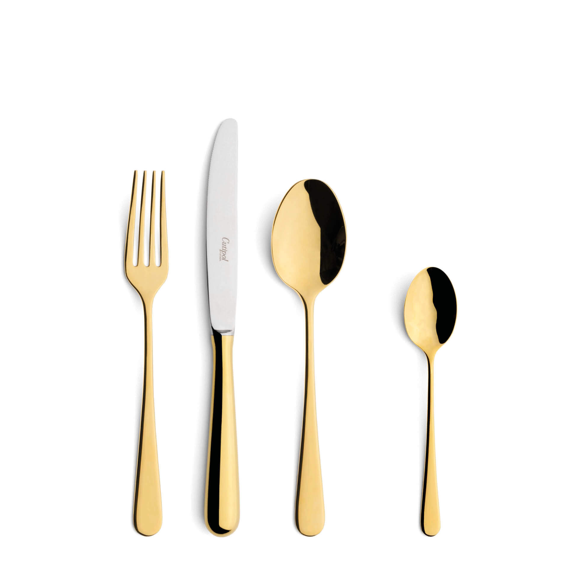 Cutipol Cutlery Alcantara Gold with dessert fork, dessert knife, dessert spoon and tea-coffee spoon