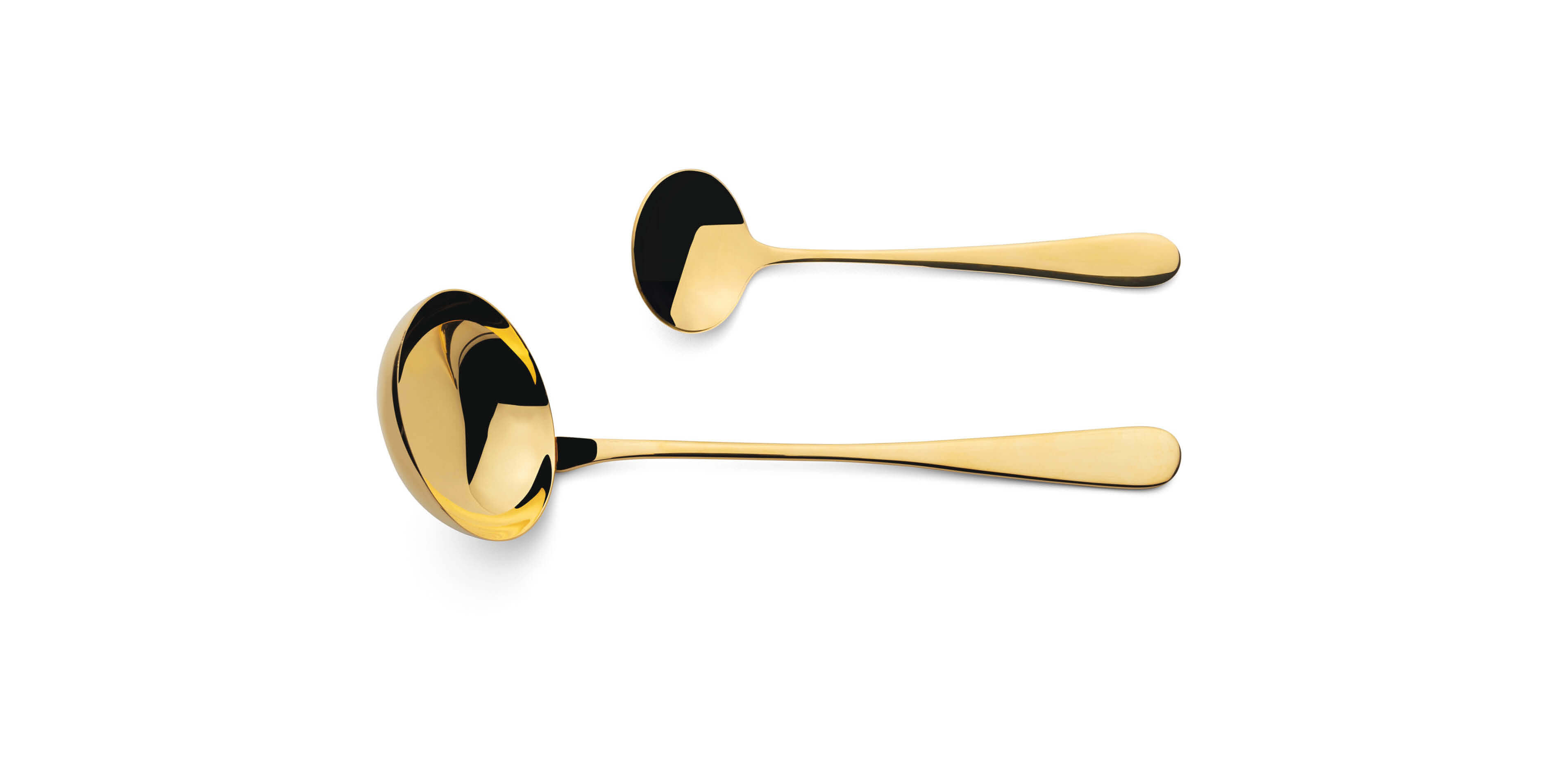 Cutipol Alcantara Gold with soup ladle and sauce ladle