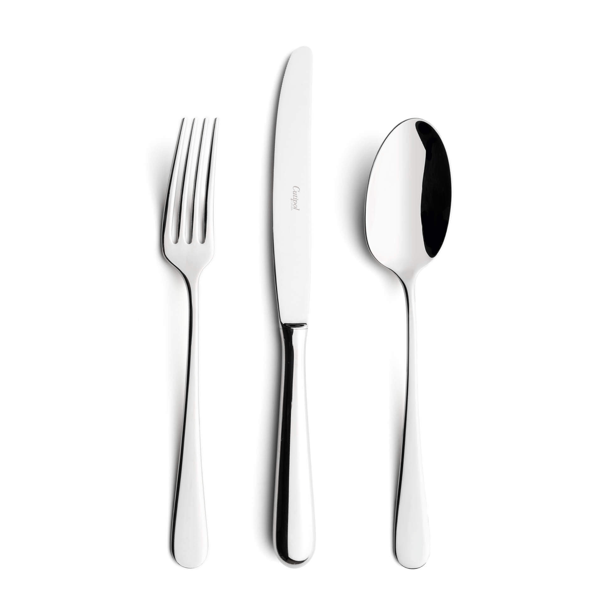 Talheres Cutipol Alcantara com garfo de mesa, faca de mesa e colher de mesa