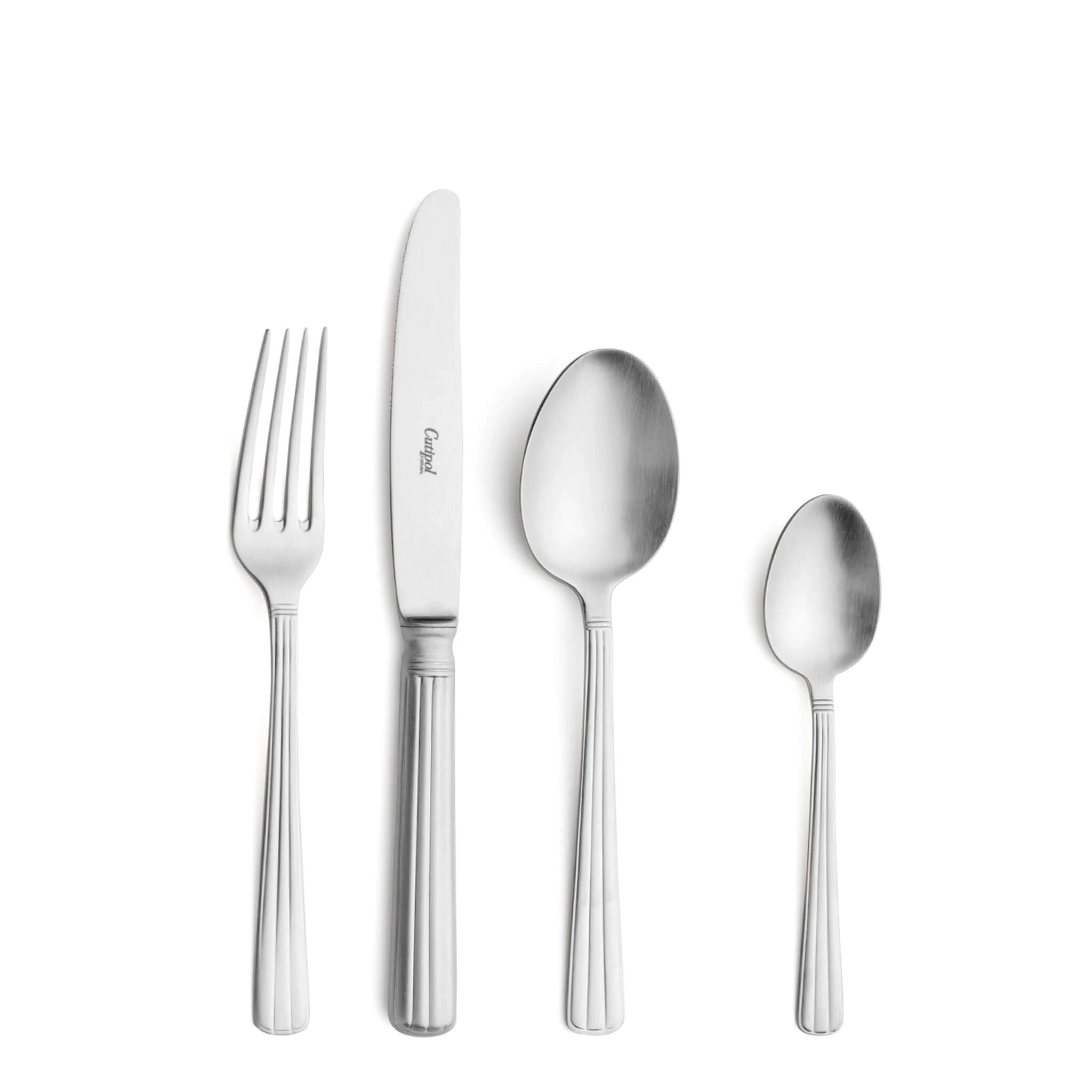 Talheres Cutipol Athena Matte com garfo de sobremesa, faca de sobremesa, colher de sobremesa e colher de chá