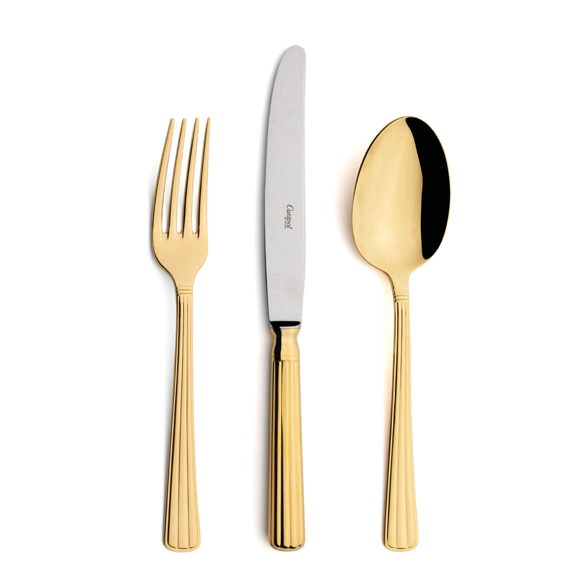 Talheres Cutipol Athena Gold com garfo de mesa, faca de mesa e colher de mesa