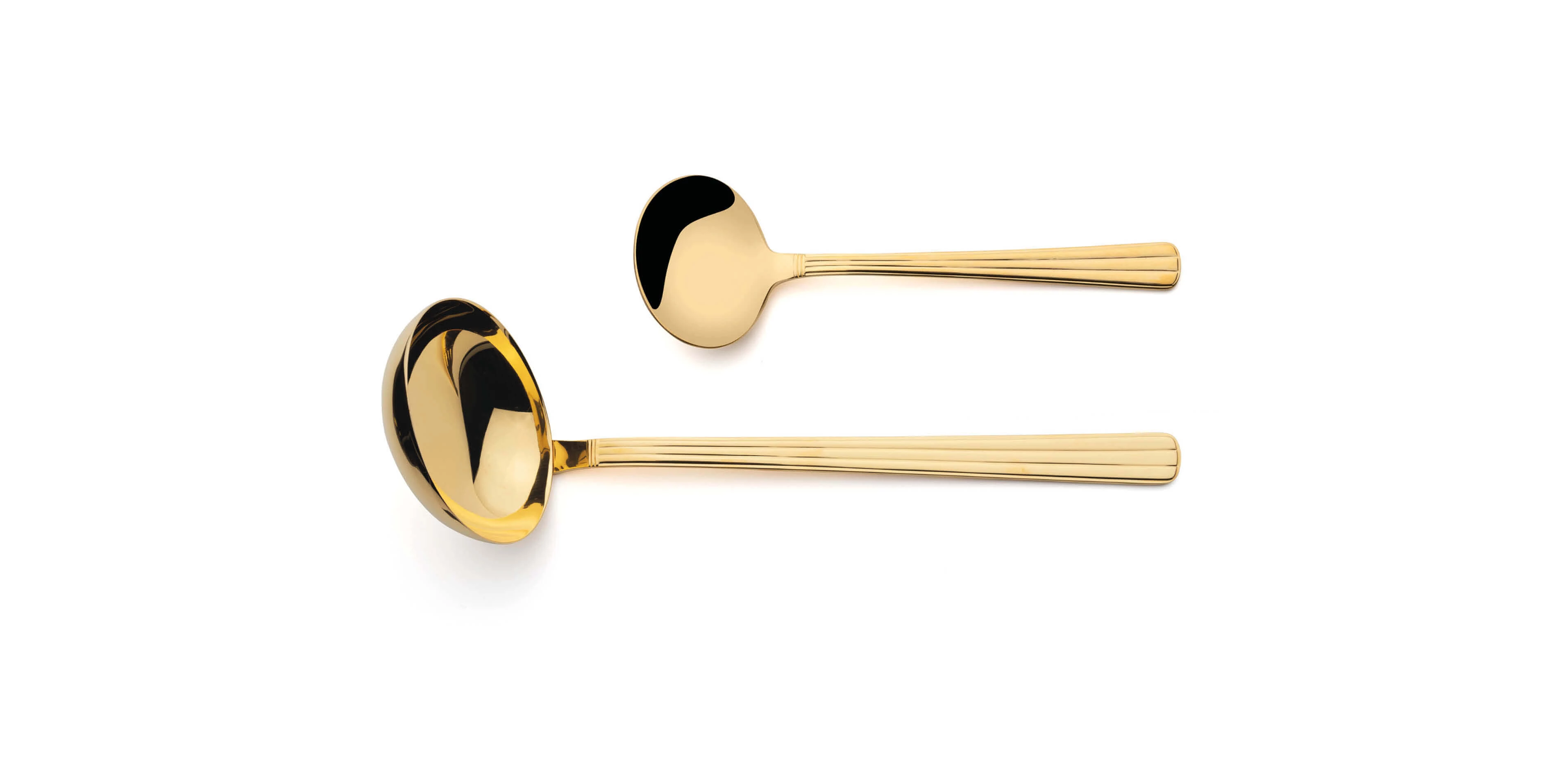 Cutipol Athena Gold with soup ladle and sauce ladle