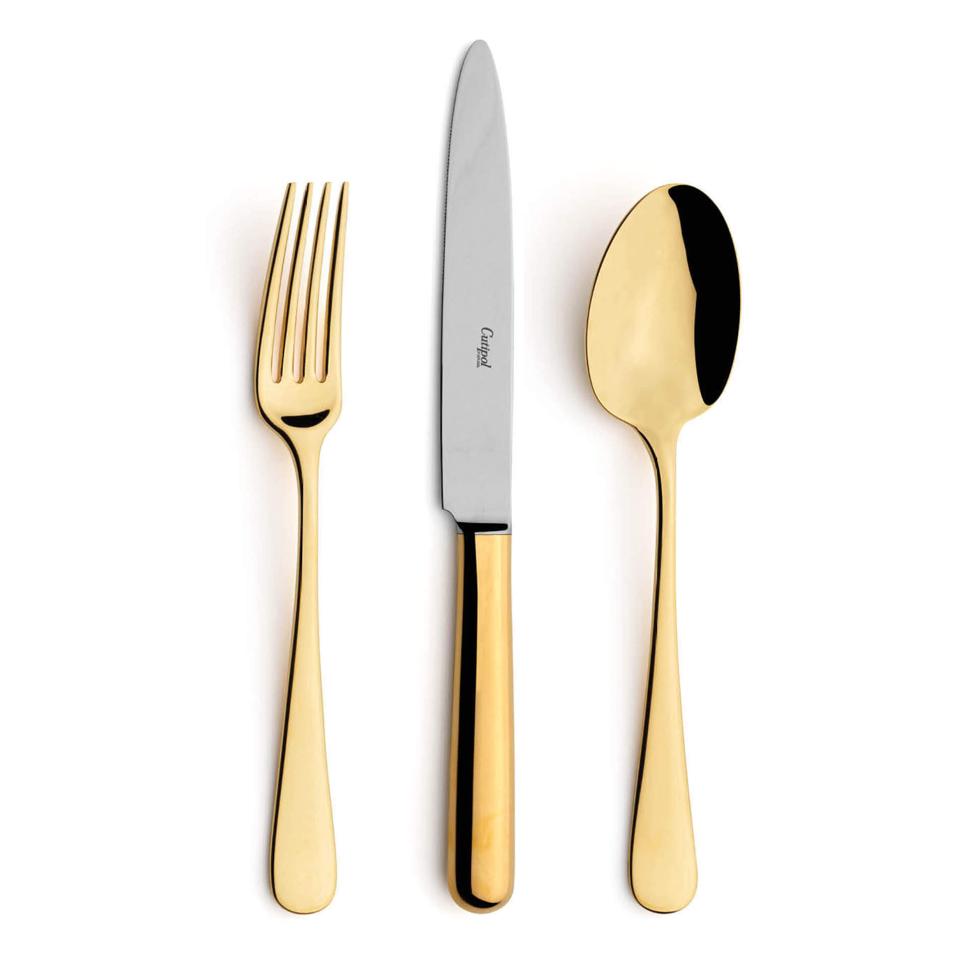 Cutipol Cutlery Atlantico Gold with dinner fork, dinner knife, table spoon