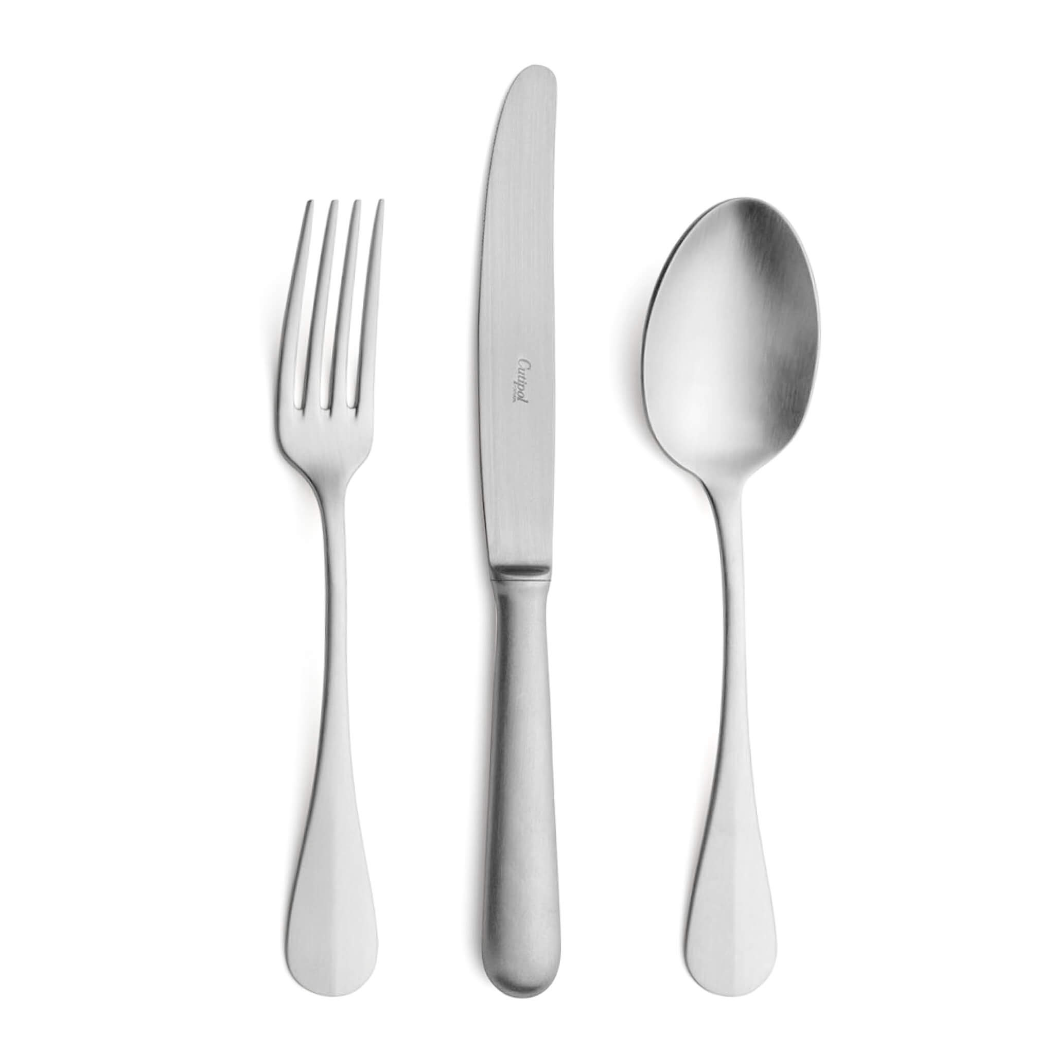 Cutipol Cutlery Baguette Matte with dinner fork, dinner knife, table spoon