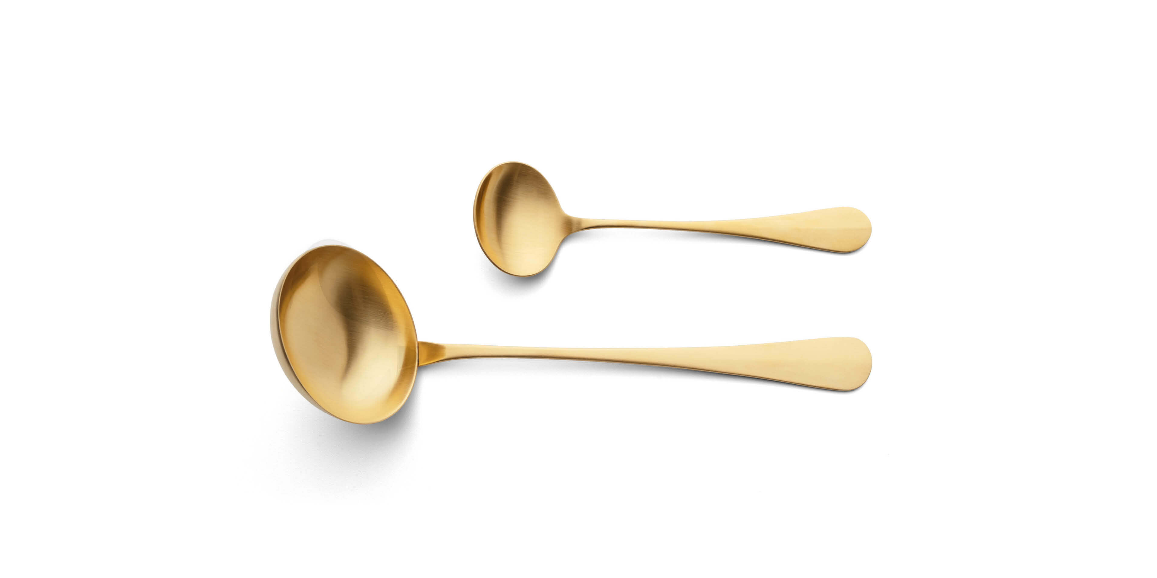 Concha terrina e Colher de molho Cutipol Baguette Matte Gold