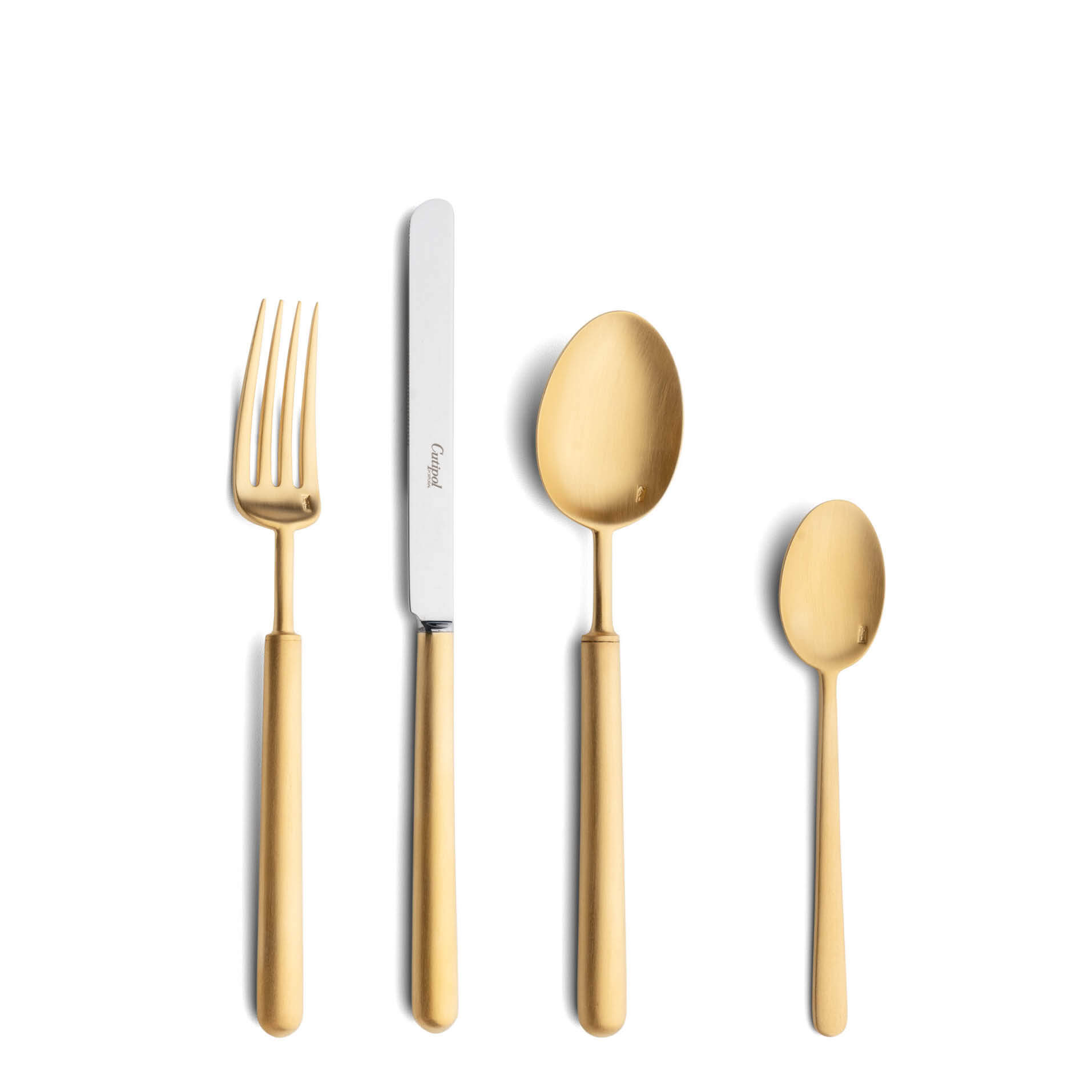 Cutipol Cutlery Bali Matte Gold with dessert fork, dessert knife, dessert spoon and tea-coffee spoon