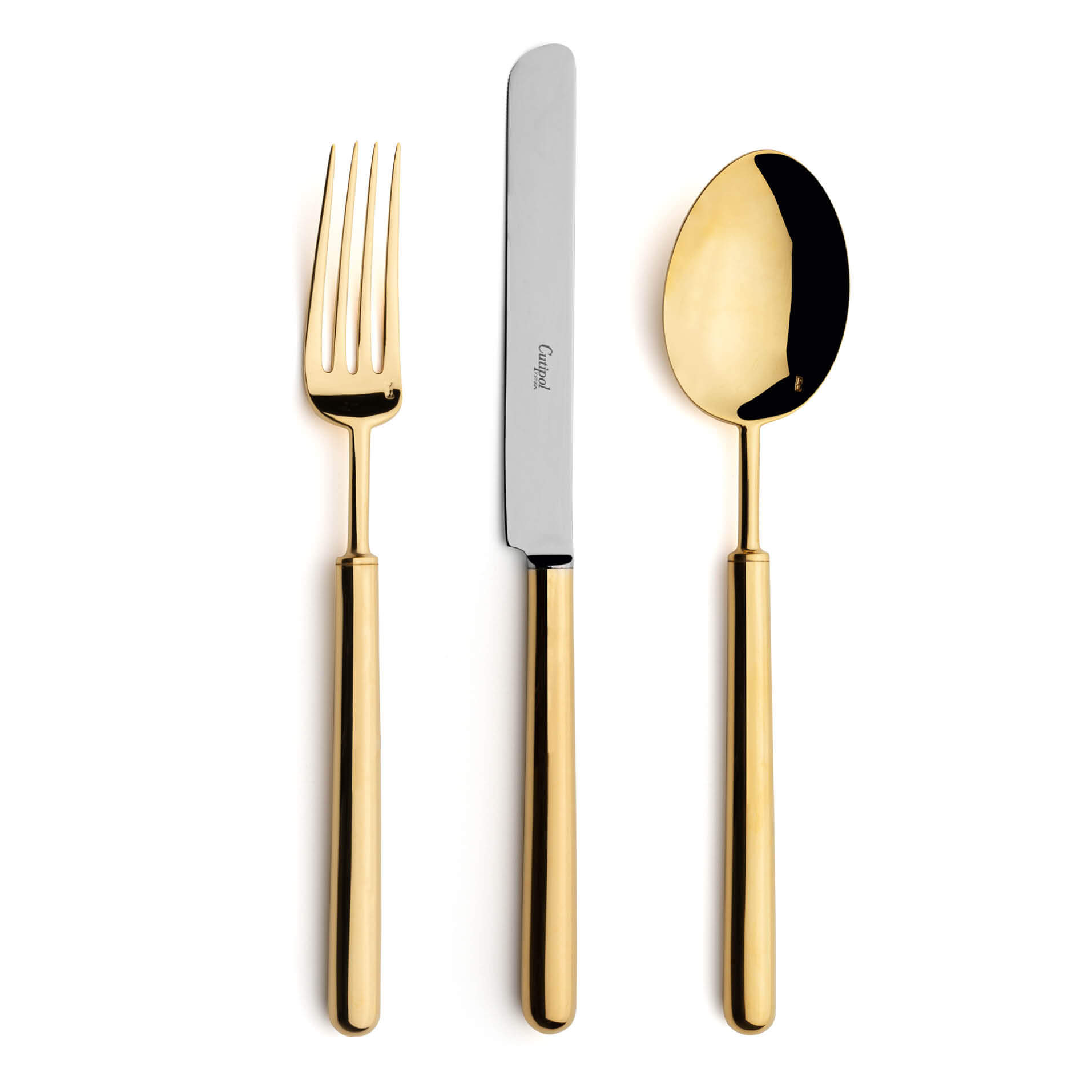 Talheres Cutipol Bali Gold com garfo de mesa, faca de mesa e colher de mesa