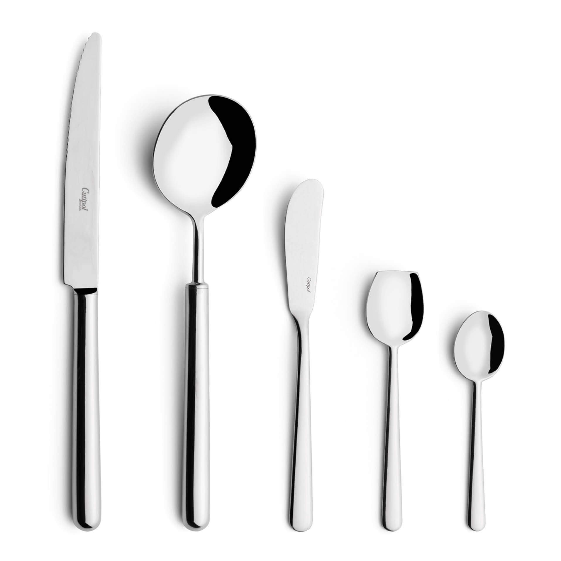 Cutipol Cutlery Bali with Steak Knife, Soup Spoon, butter knife, sugar spoon and moka spoon