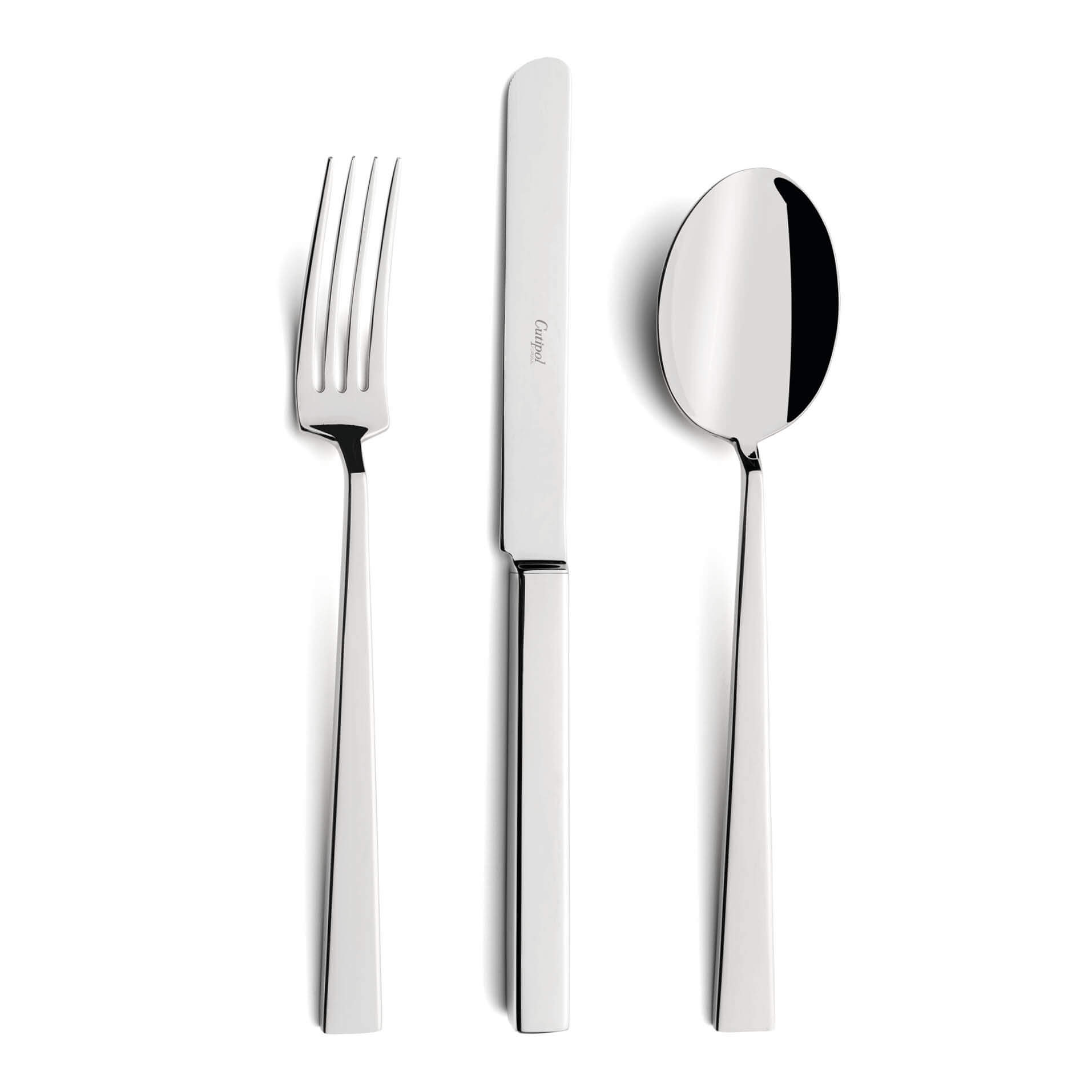 Talheres Cutipol Bauhaus com garfo de mesa, faca de mesa e colher de mesa