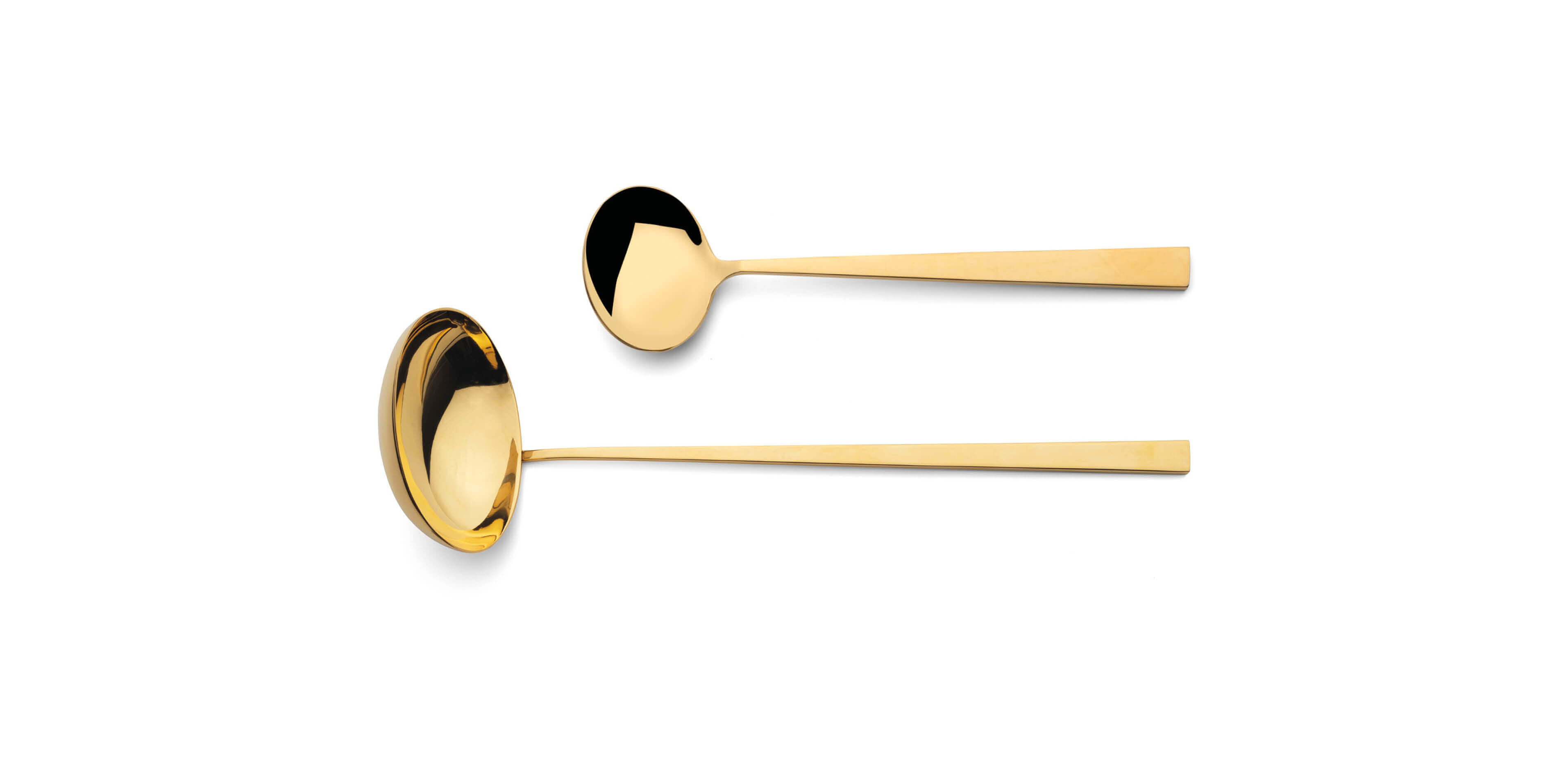 Cutipol Bauhaus Gold with soup ladle and sauce ladle