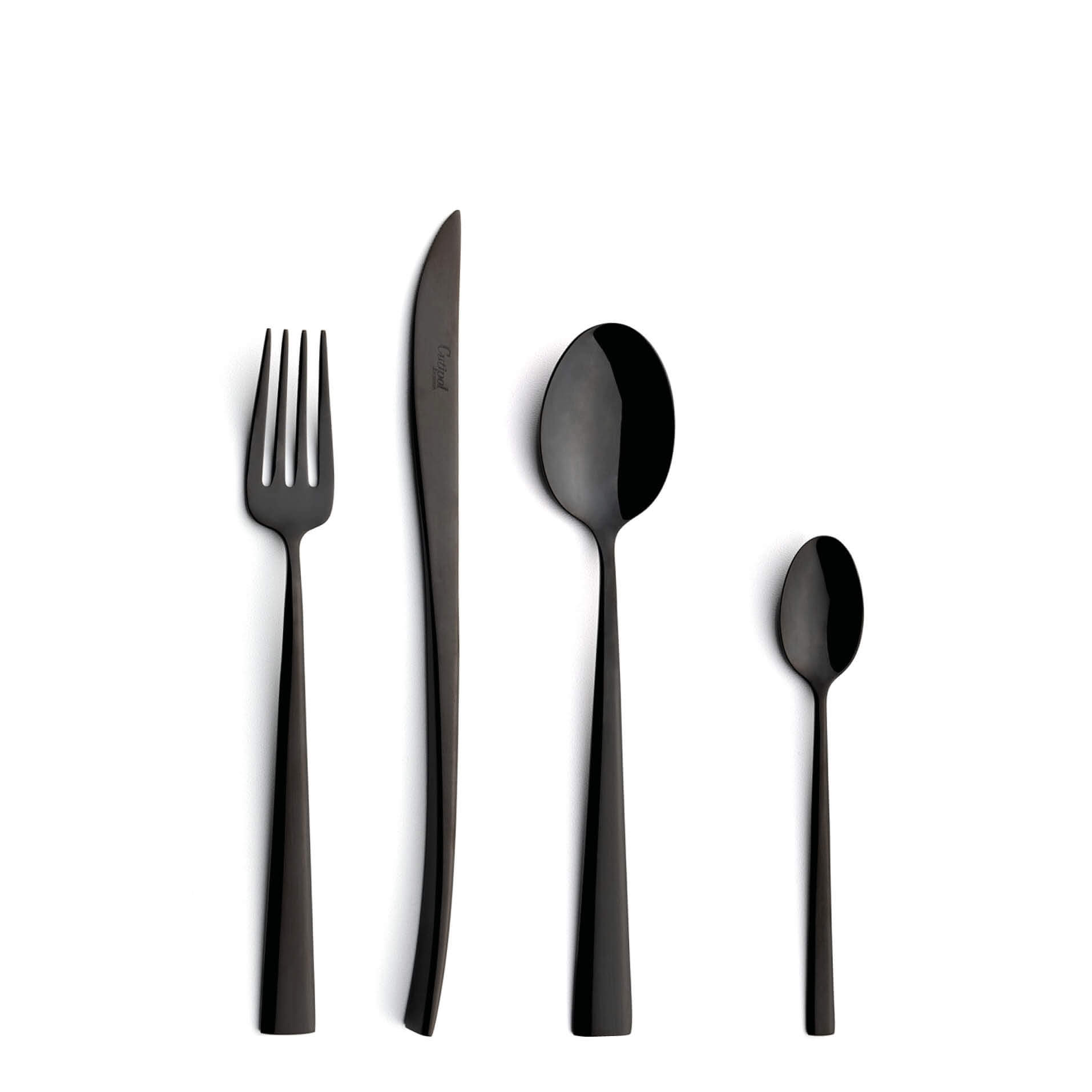 Cutipol Cutlery Duna Black with dessert fork, dessert knife, dessert spoon and tea-coffee spoon