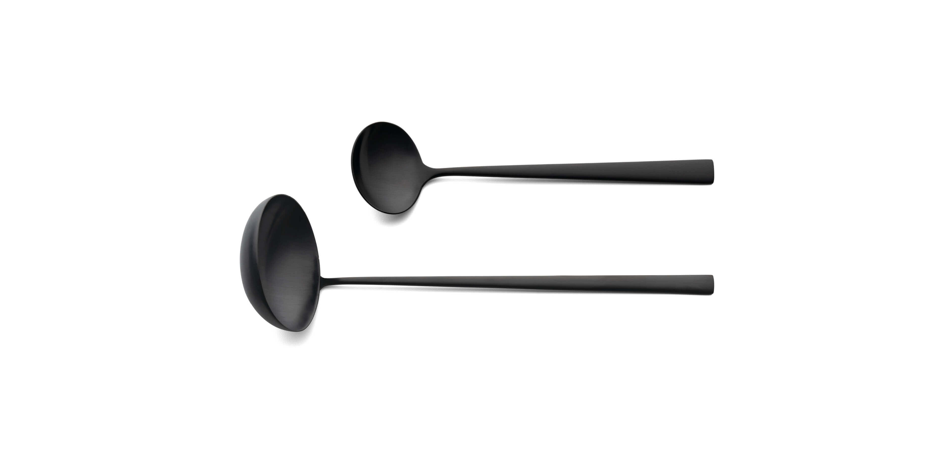 Cutipol Duna Matte Black with soup ladle and sauce ladle