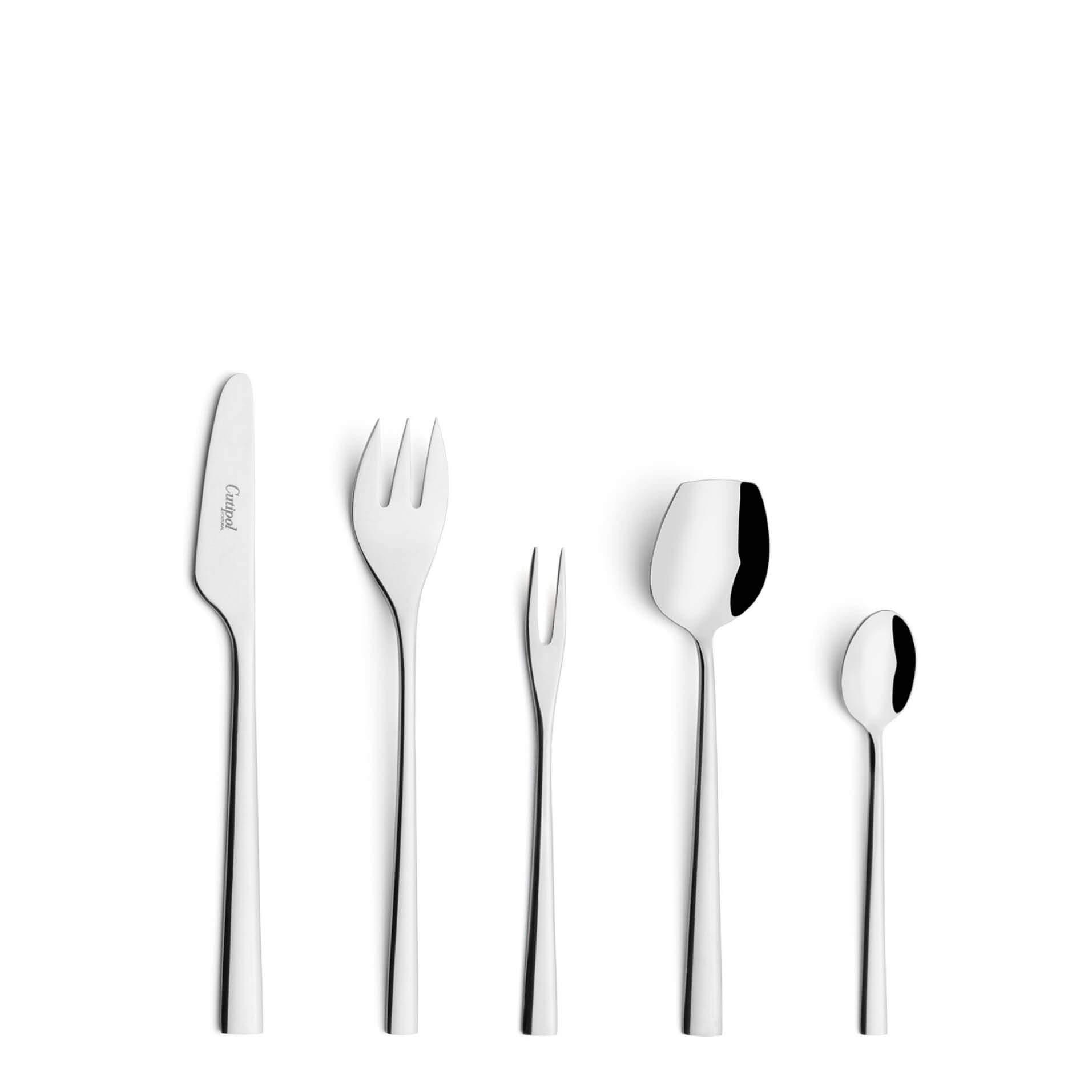 Cutipol Cutlery Duna with butter knife, oyster fork, snail fork, sugar spoon and moka spoon