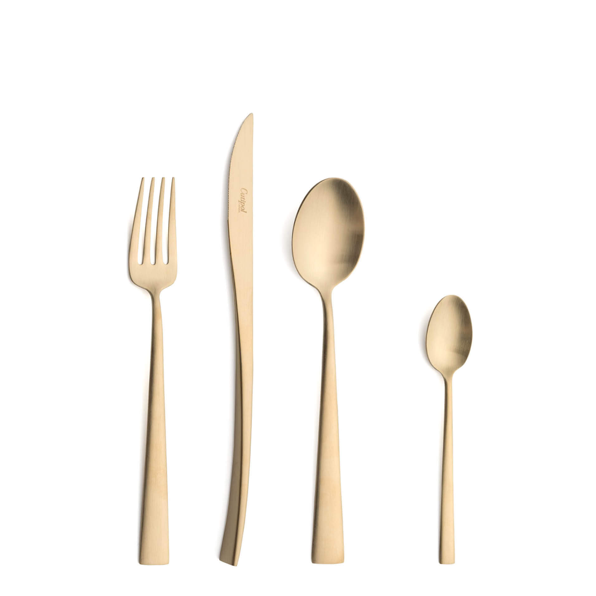 Cutipol Cutlery Duna Matte Champagne with dessert fork, dessert knife, dessert spoon and tea-coffee spoon