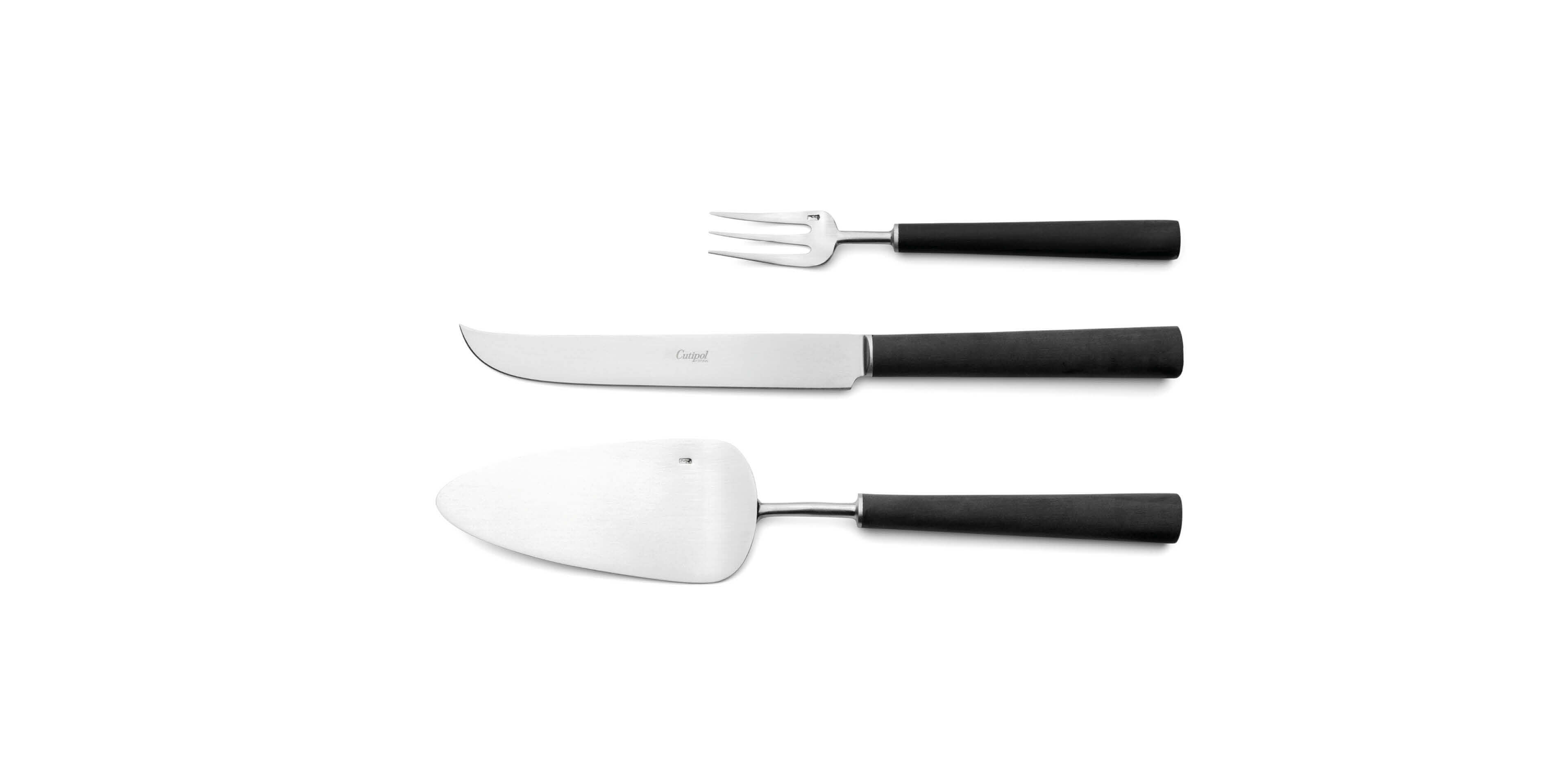 Pie Server, Cheese knife and pastry fork Cutipol Ebony