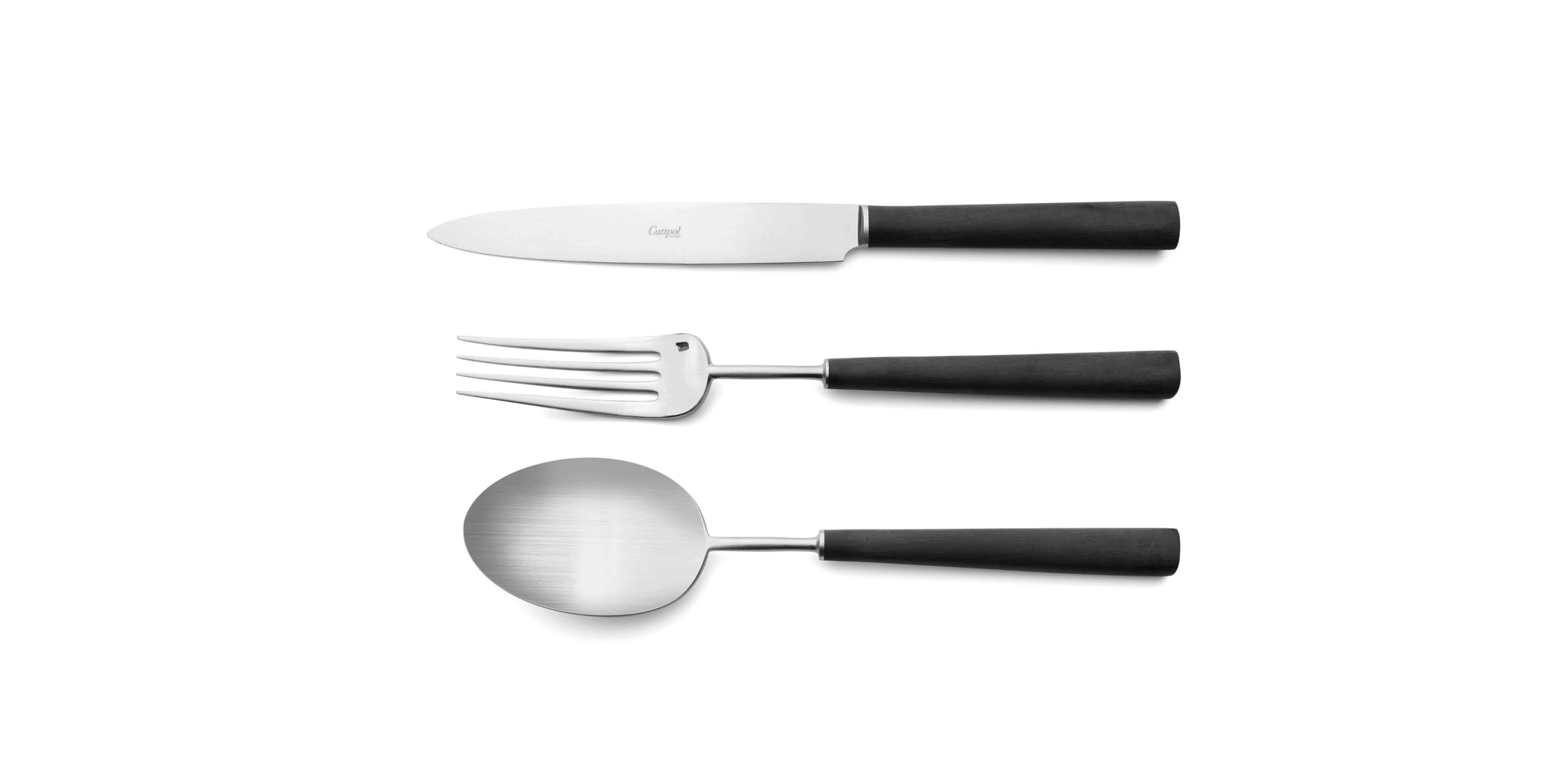 Serving Spoon, serving fork and serving knife cutipol Ebony