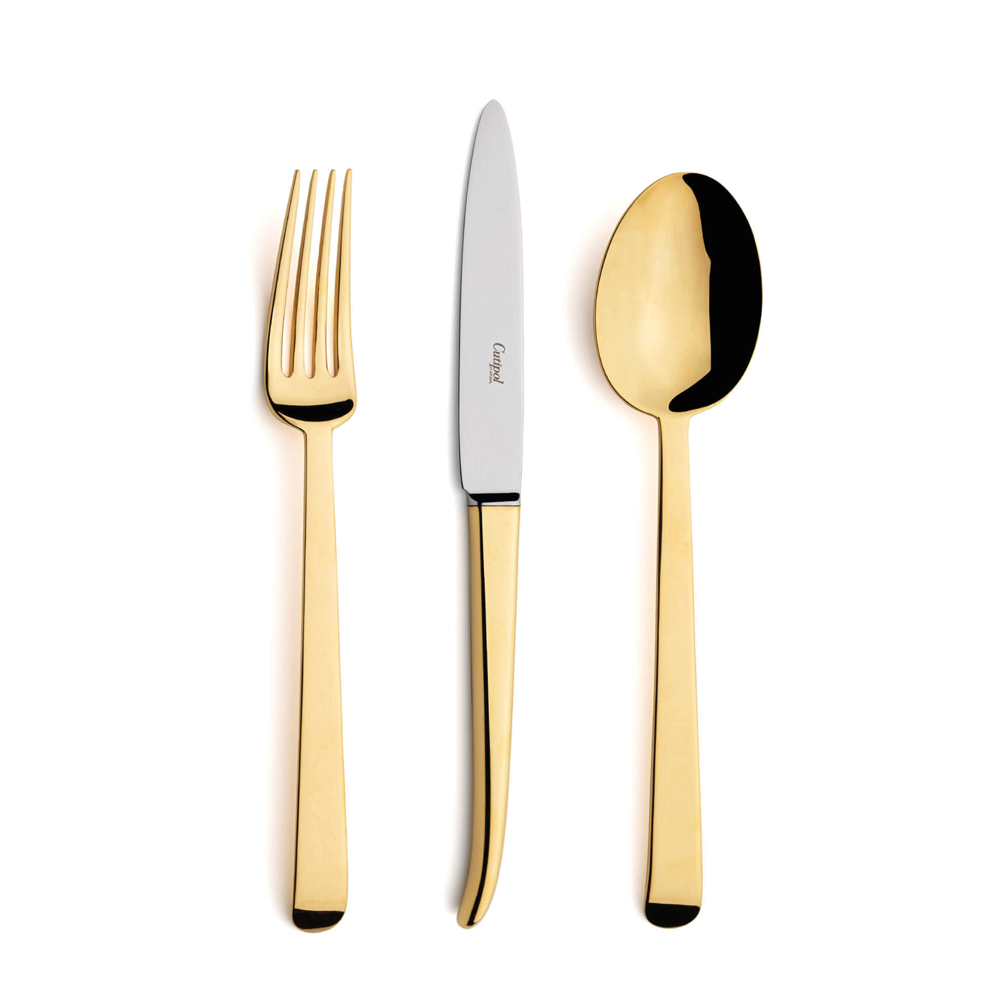 Cutipol Cutlery Ergo Gold with dinner fork, dinner knife, table spoon