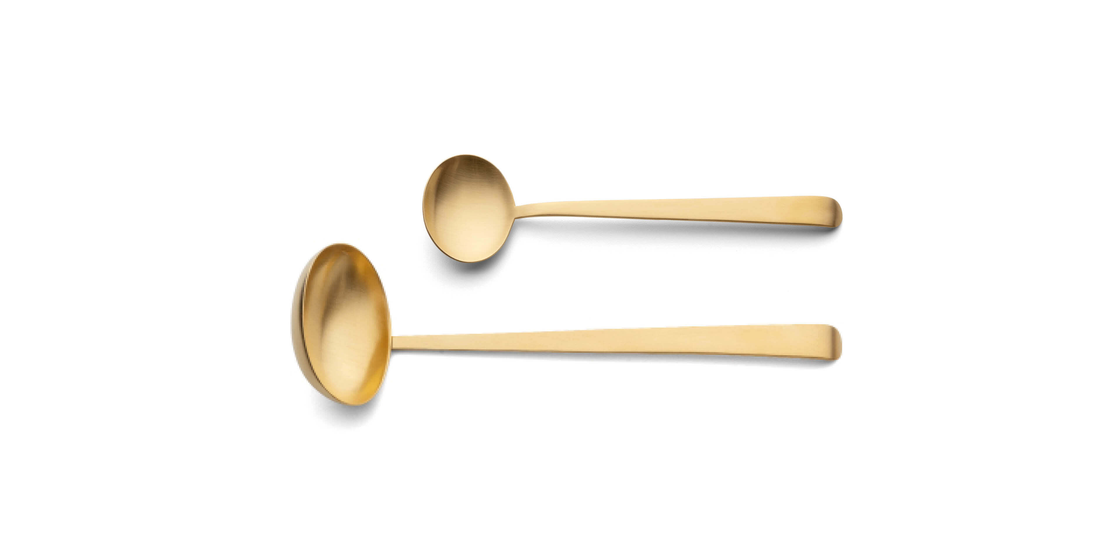 Cutipol Ergo Matte Gold with soup ladle and sauce ladle