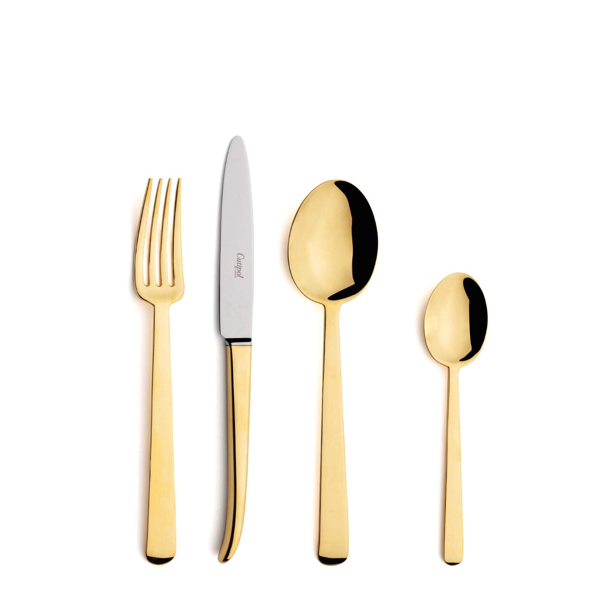Cutipol Cutlery Ergo Gold with dessert fork, dessert knife, dessert spoon and tea-coffee spoon