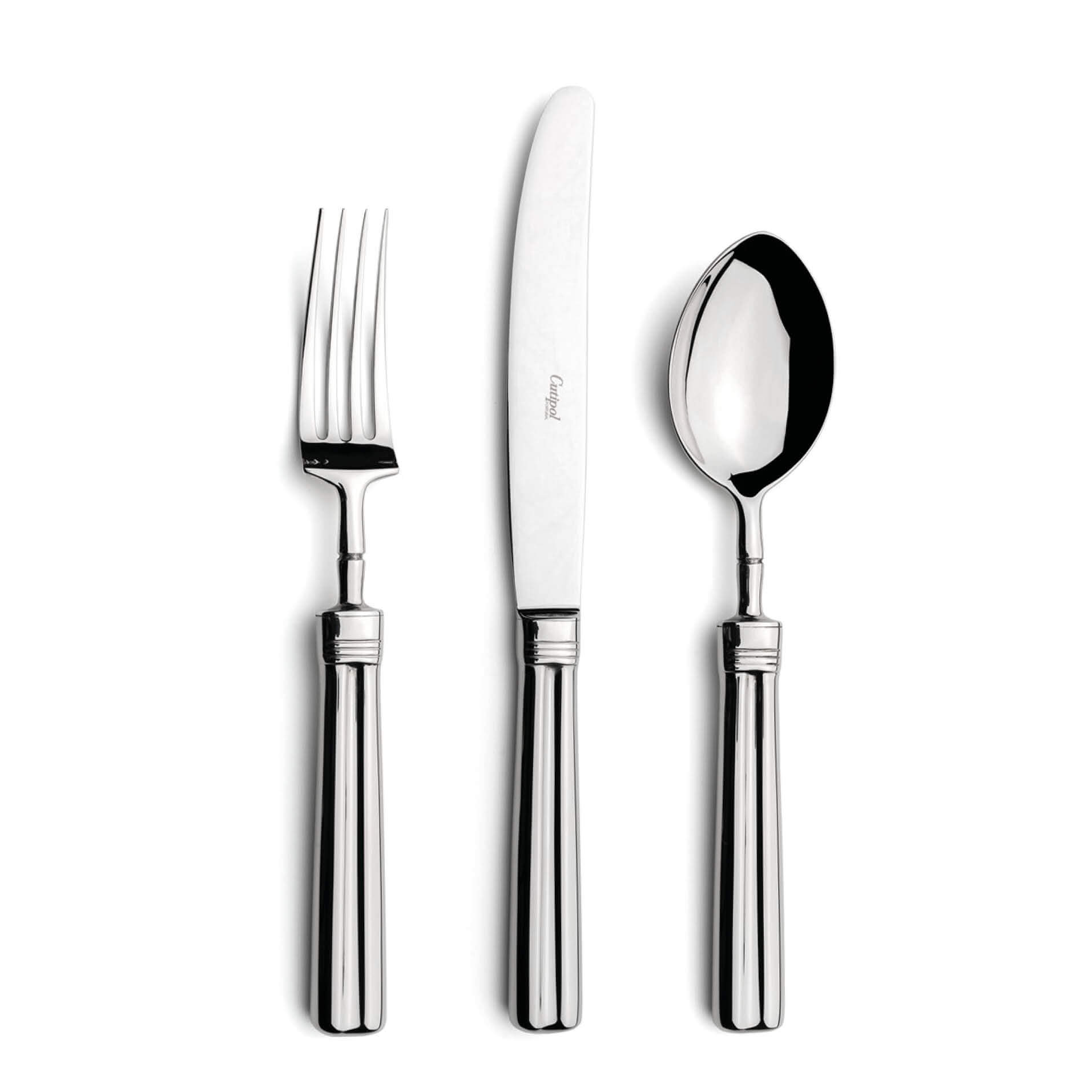 Talheres Cutipol Fontainebleau com garfo de mesa, faca de mesa e colher de mesa