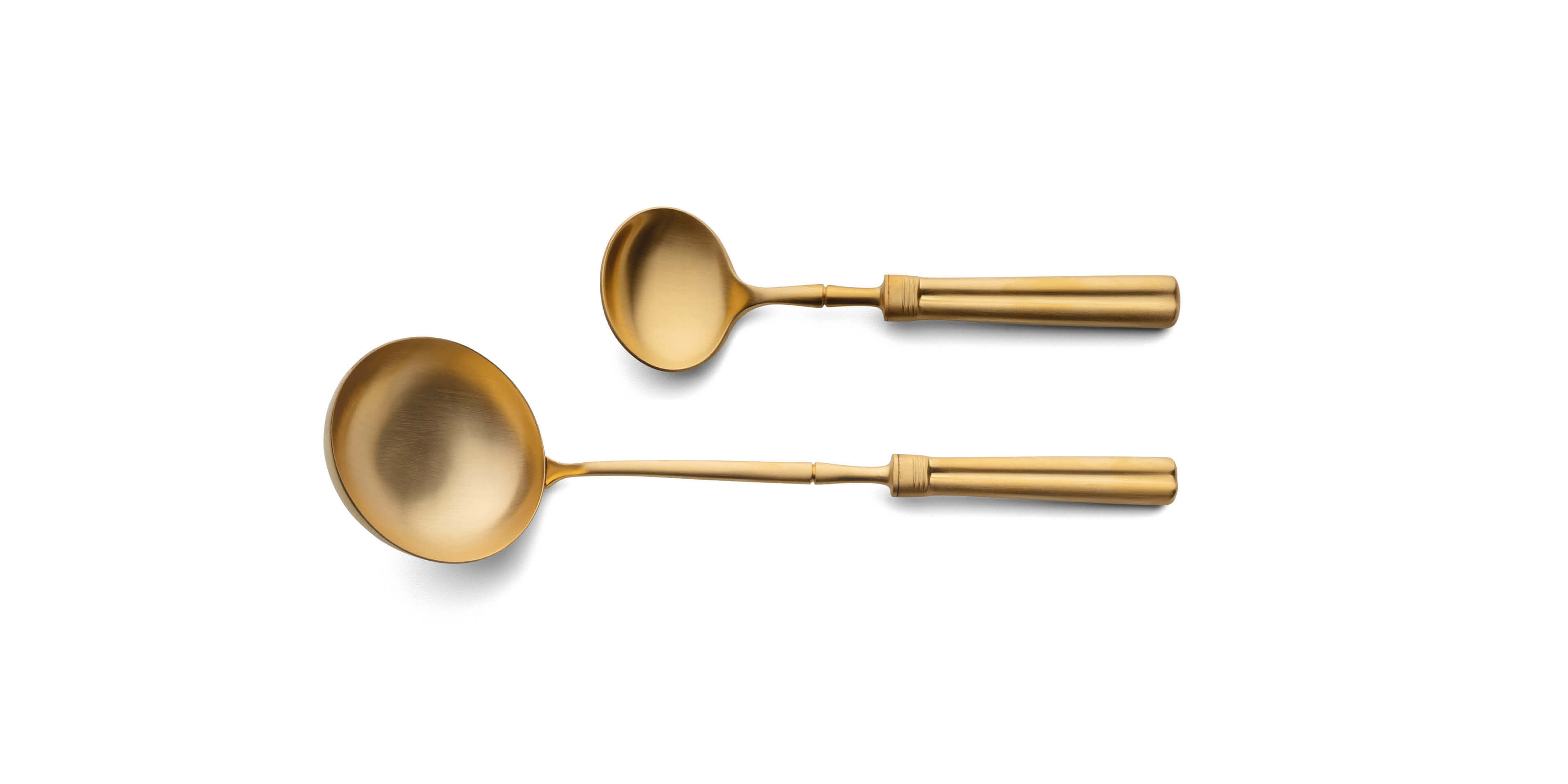 Cutipol Fontainebleau Matte Gold with soup ladle and sauce ladle