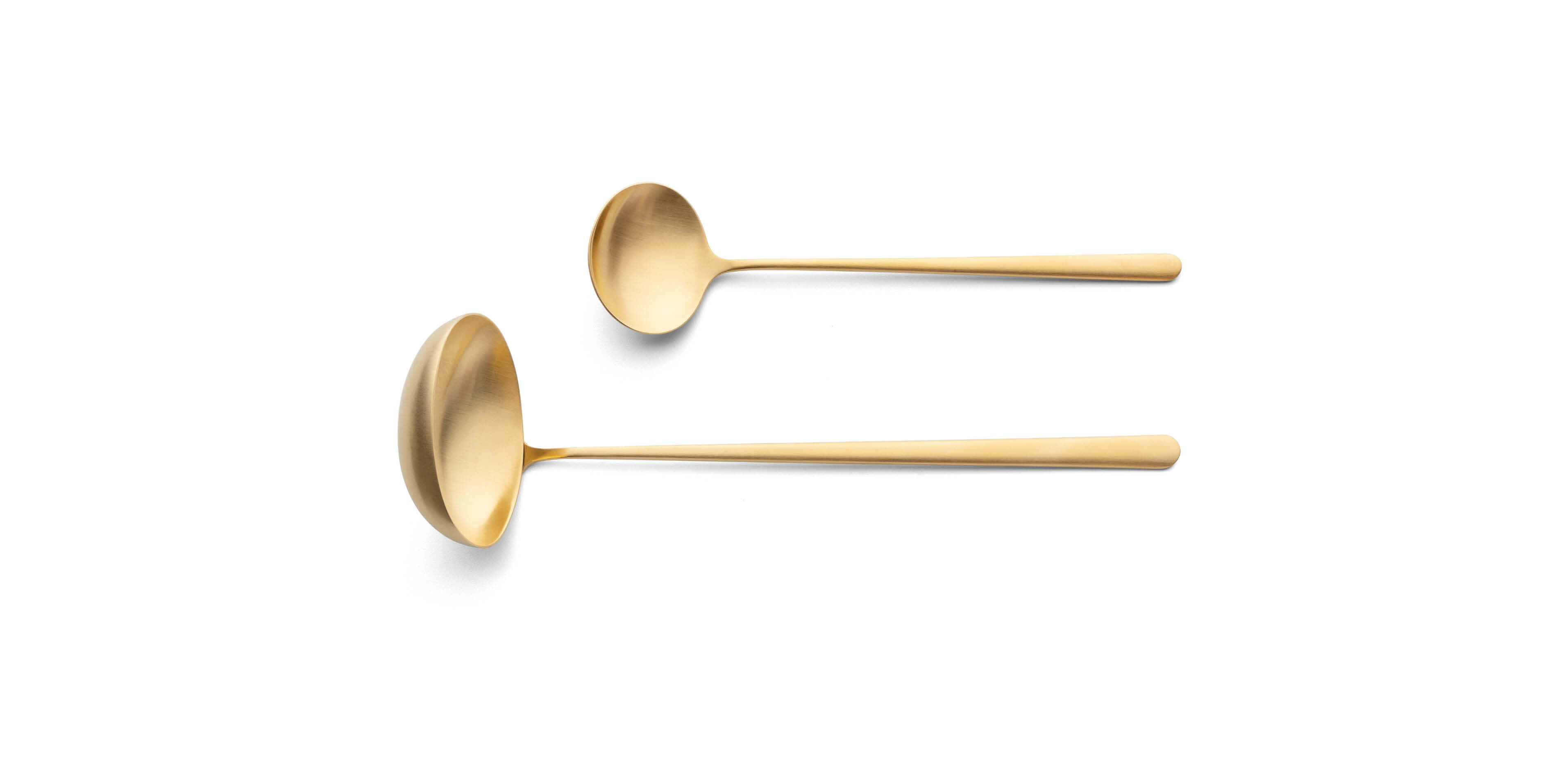Cutipol Icon Matte Gold with soup ladle and sauce ladle