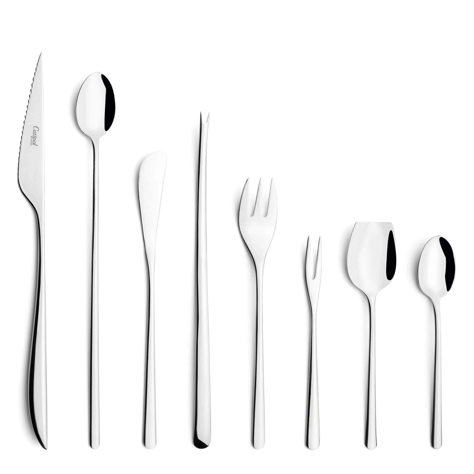 Cutipol Cutlery Icon with Steak Knife, long drink spoorn, butter knife, lobster fork, oyster fork, snail fork, sugar spoon and moka spoon