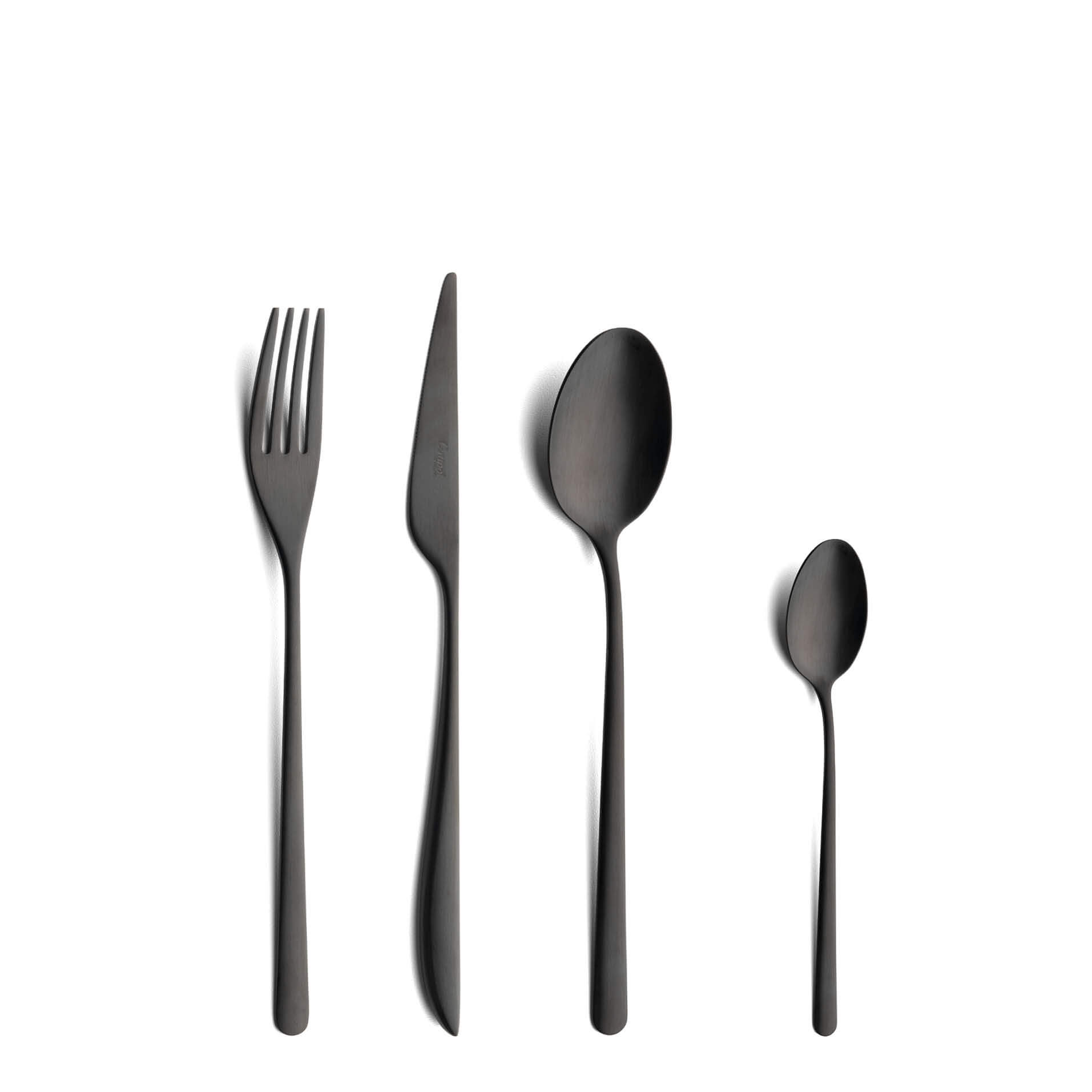 Cutipol Cutlery Icon Matte Black with dessert fork, dessert knife, dessert spoon and tea-coffee spoon