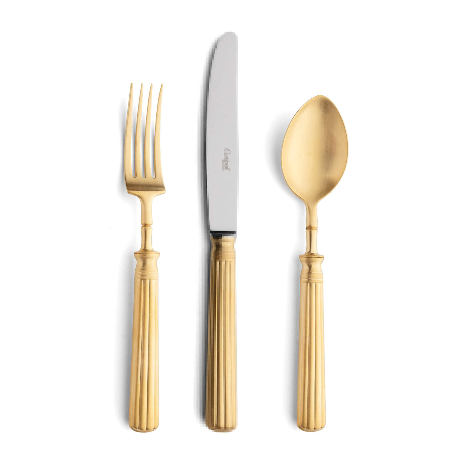 Cutipol Cutlery Line Matte Gold with dinner fork, dinner knife, table spoon