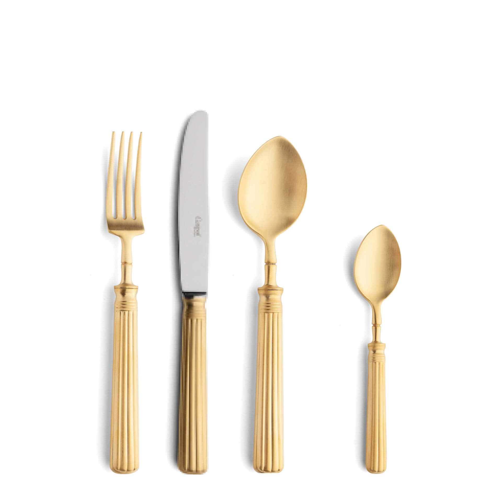 Cutipol Cutlery Line Matte Gold with dessert fork, dessert knife, dessert spoon and tea-coffee spoon