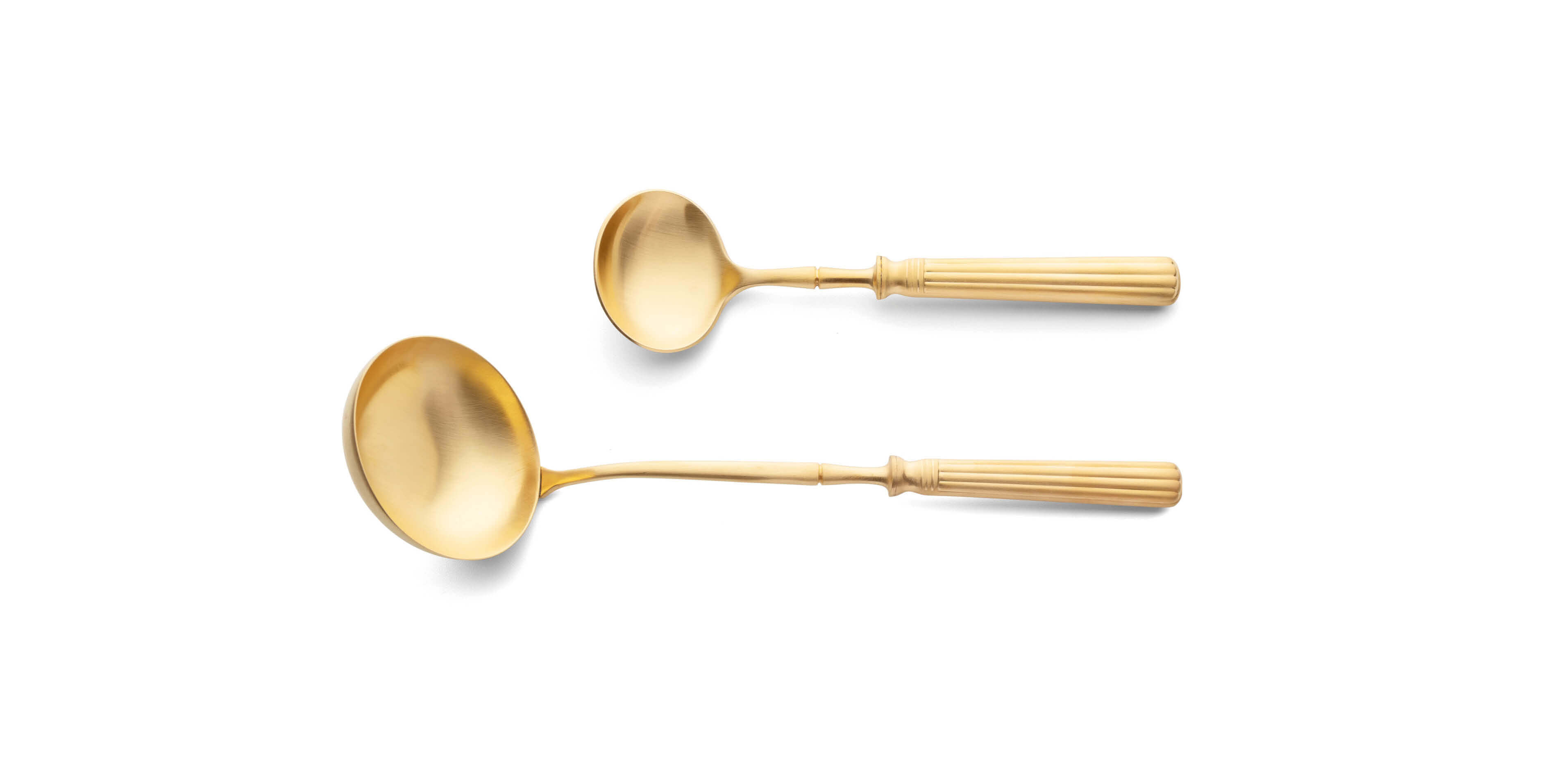 Cutipol Line Matte Gold with soup ladle and sauce ladle