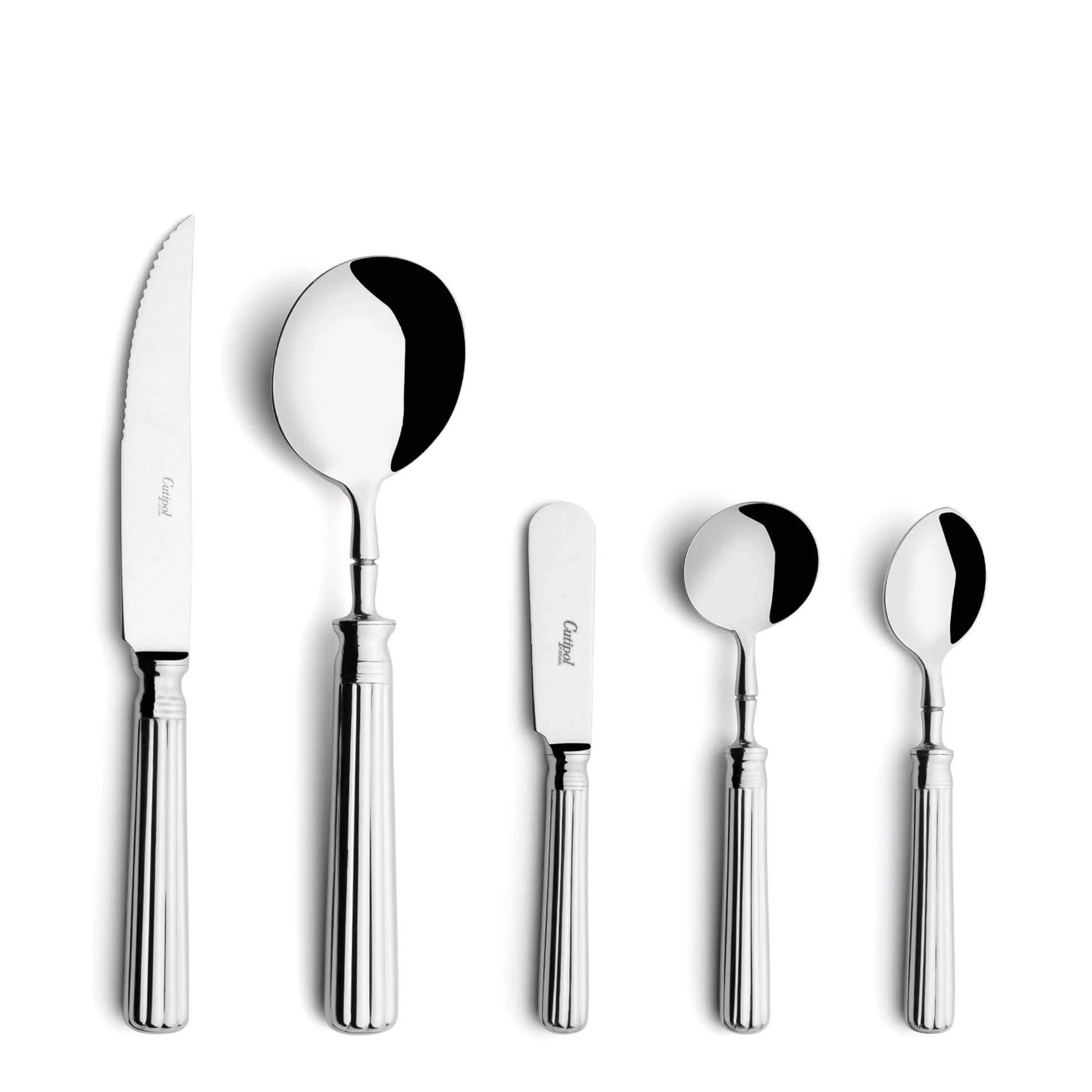 Cutipol Cutlery Line with Steak Knife, Soup Spoon, butter knife, sugar spoon and moka spoon