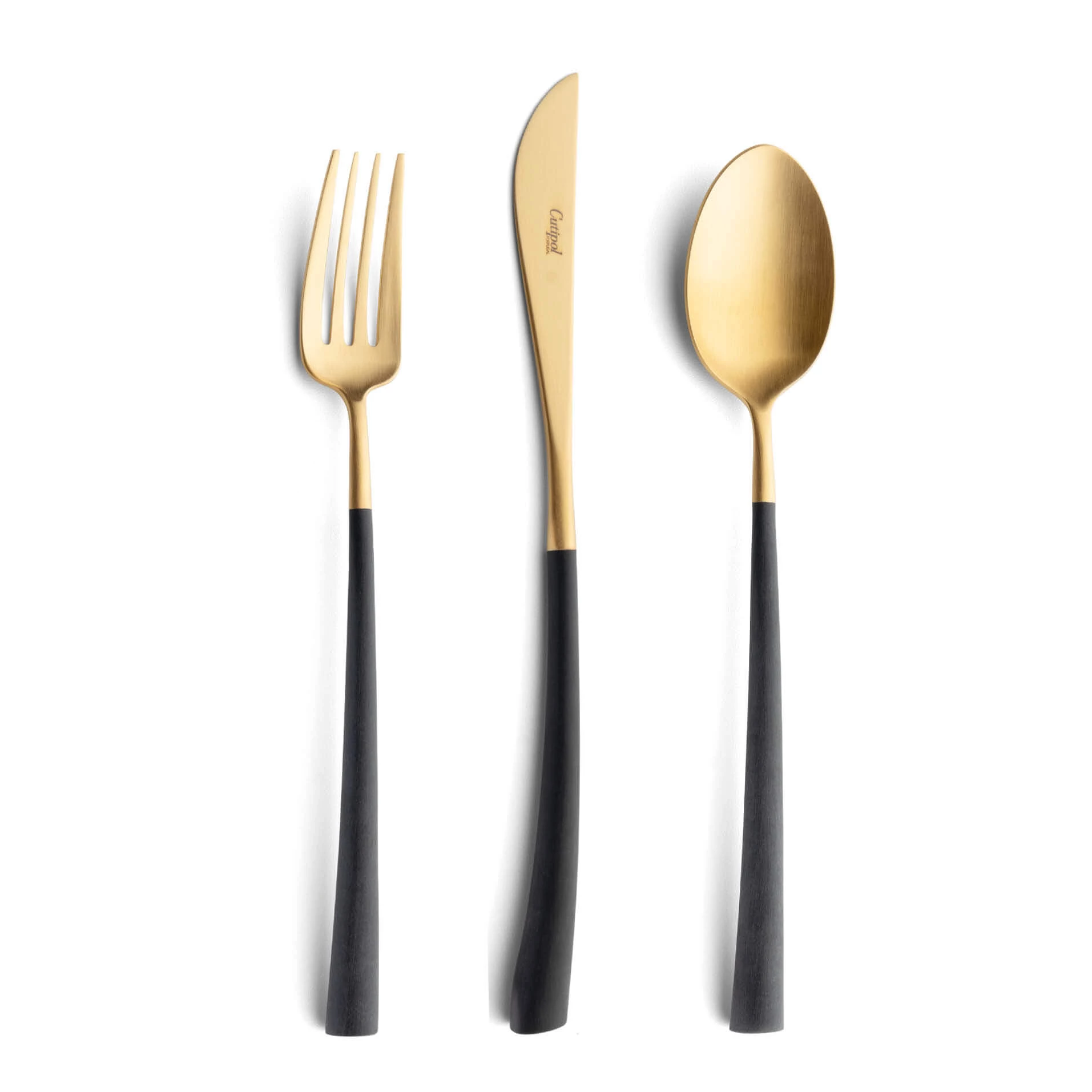 Talheres Cutipol Noor Gold com garfo de mesa, faca de mesa e colher de mesa
