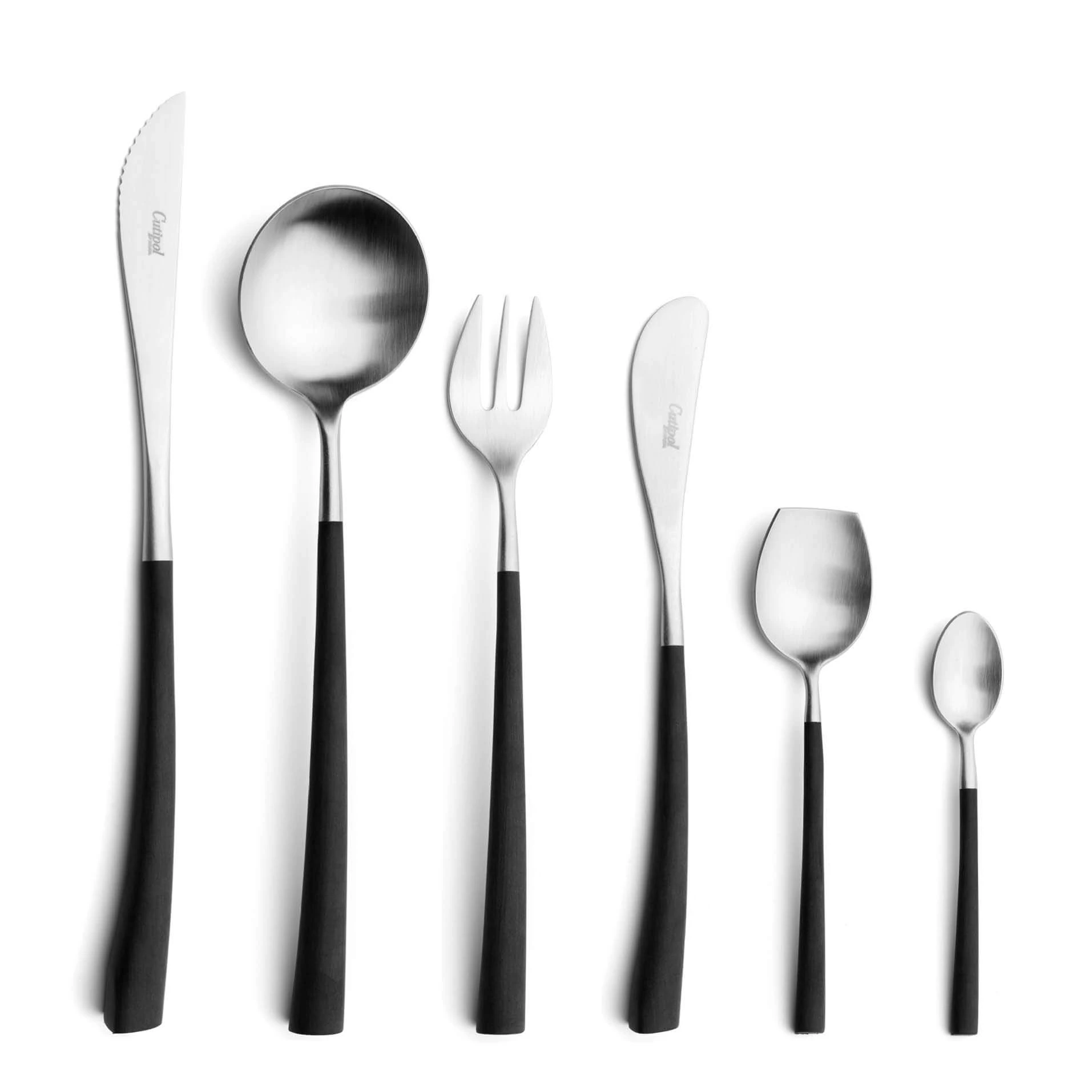 Cutipol Cutlery Noor with Steak Knife, Soup Spoon, butter knife, sugar spoon and moka spoon