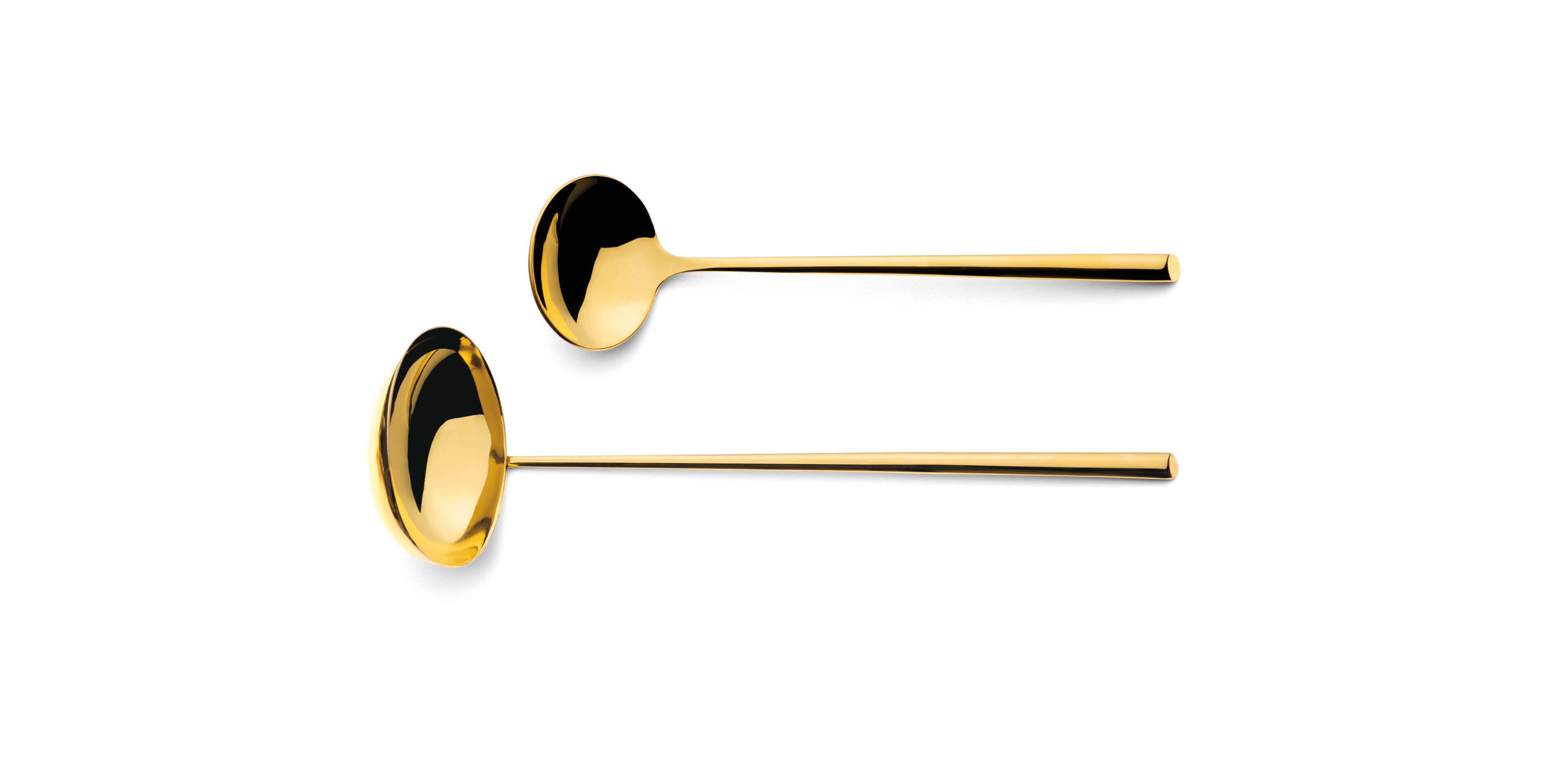 Cutipol Mezzo Gold with soup ladle and sauce ladle