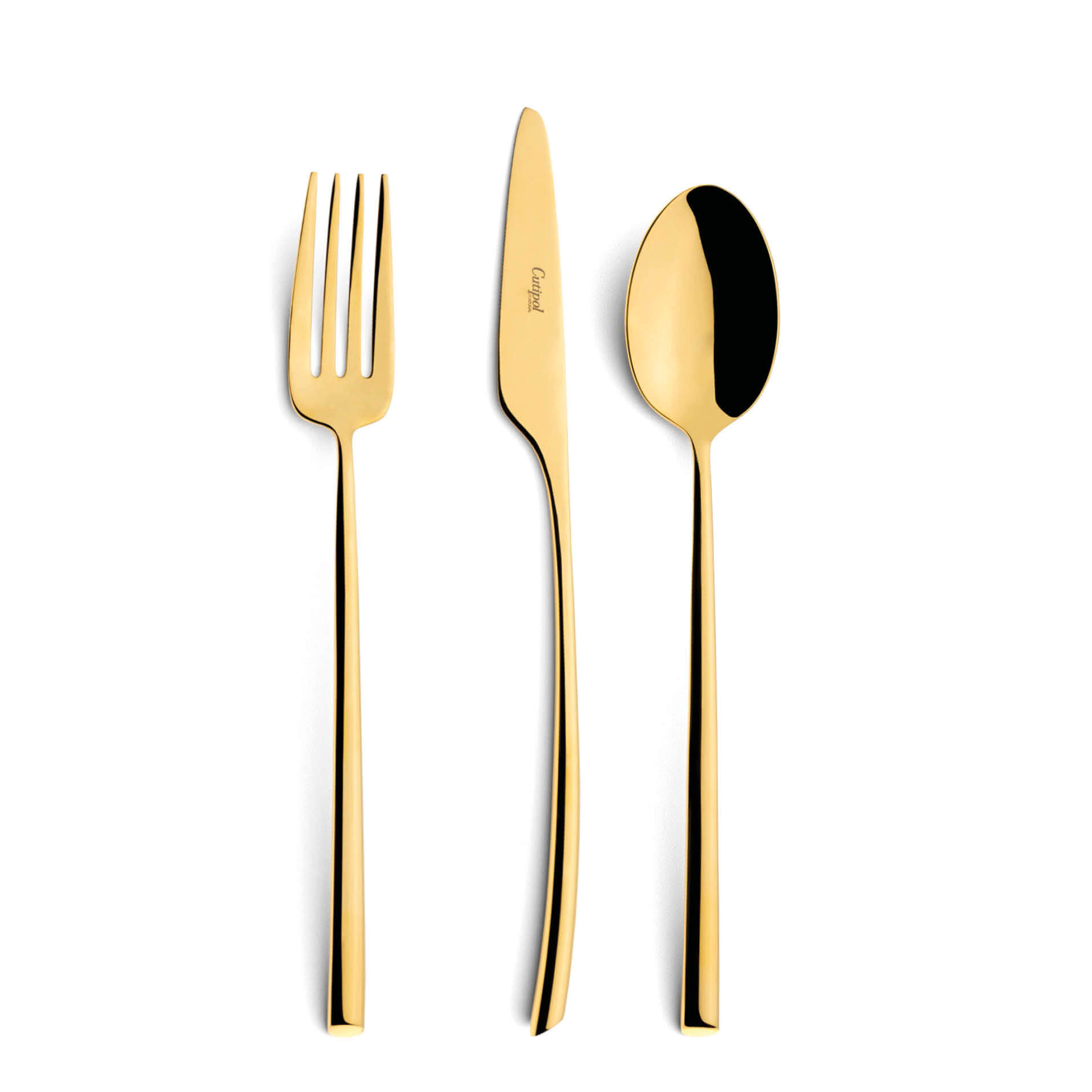 Talheres Cutipol Mezzo Gold com garfo de mesa, faca de mesa e colher de mesa