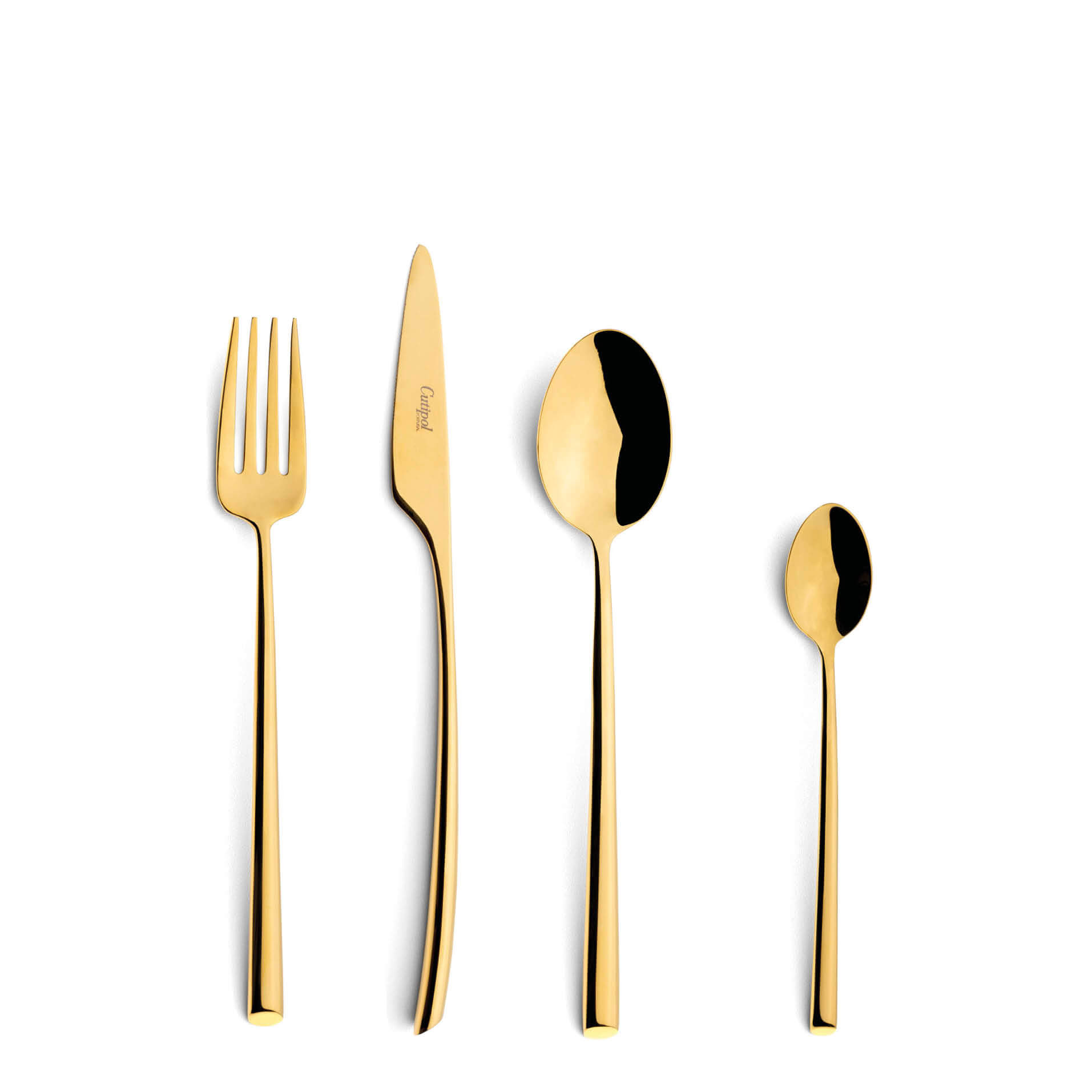 Cutipol Cutlery Mezzo Gold with dessert fork, dessert knife, dessert spoon and tea-coffee spoon