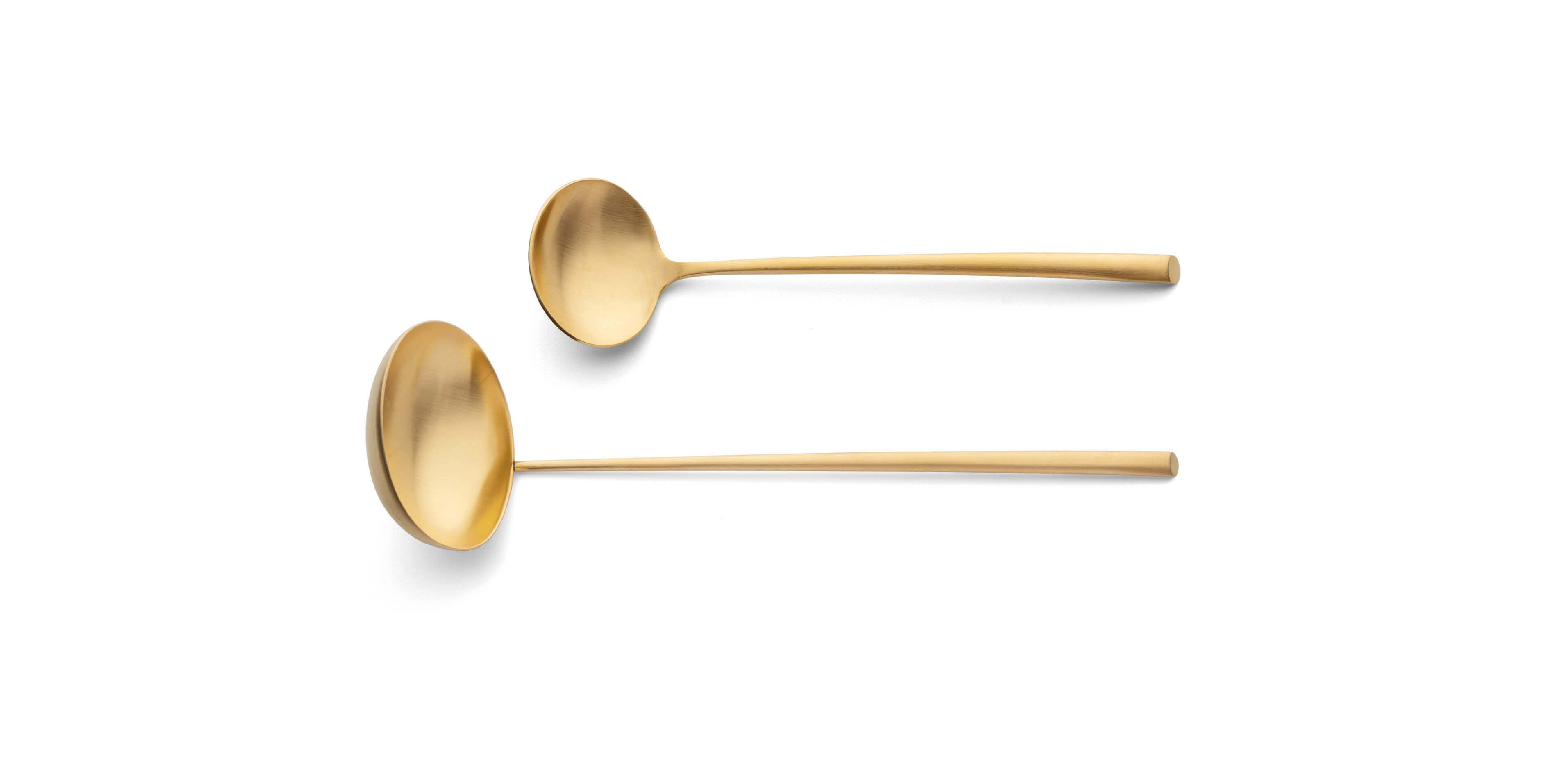 Cutipol Mezzo Matte Gold with soup ladle and sauce ladle
