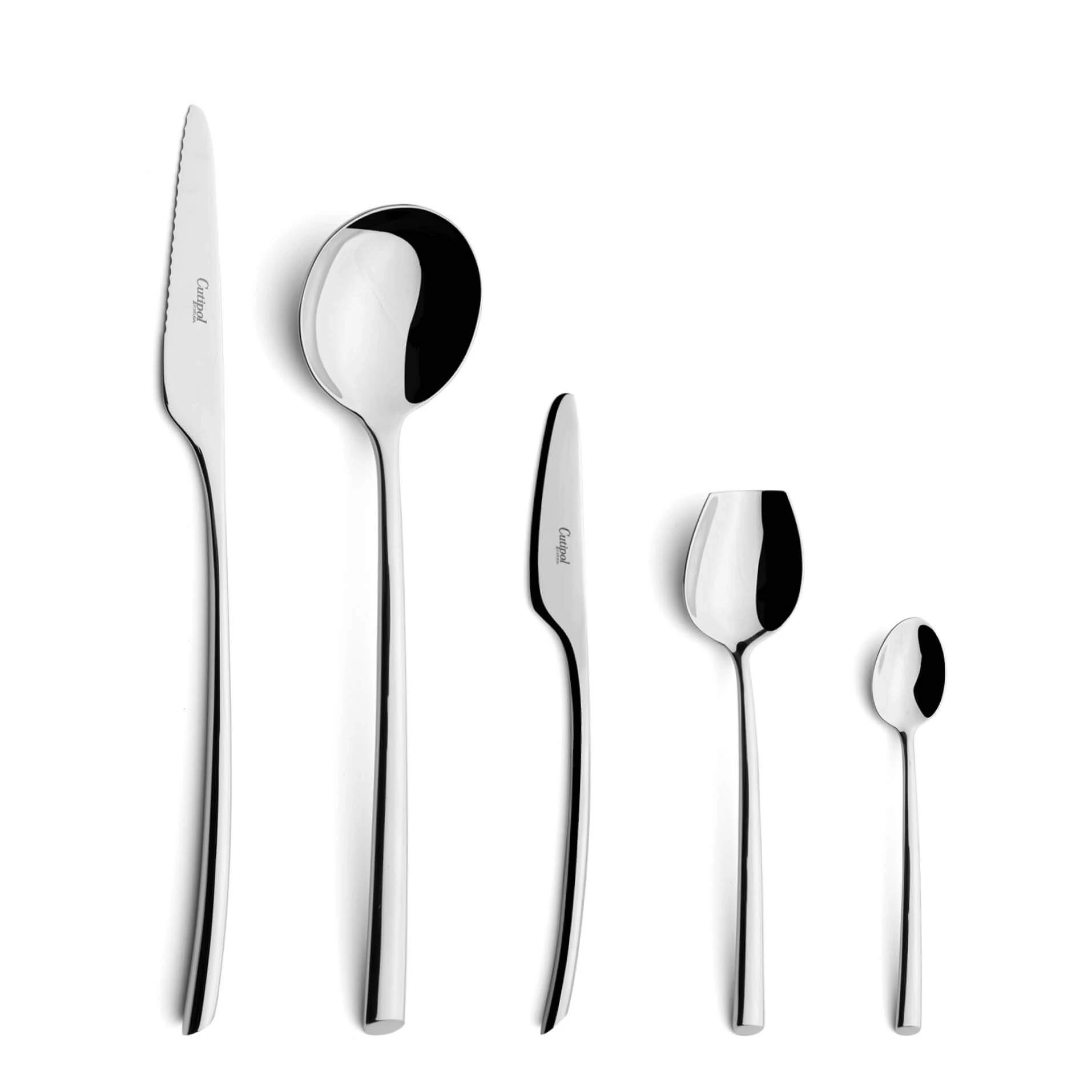 Cutipol Cutlery Mezzo with Steak Knife, Soup Spoon, butter knife, sugar spoon and moka spoon