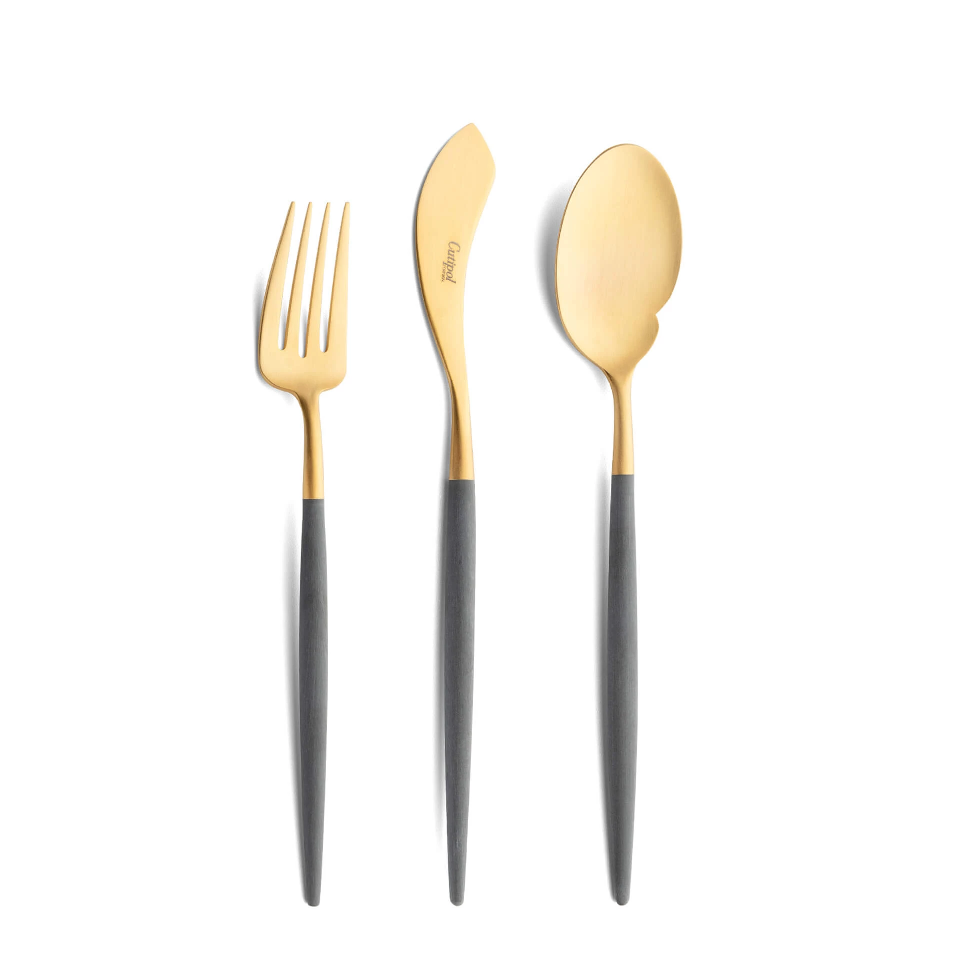 Cutipol Cutlery Goa Grey Gold with fish fork, fish knife and gourmet spoon
