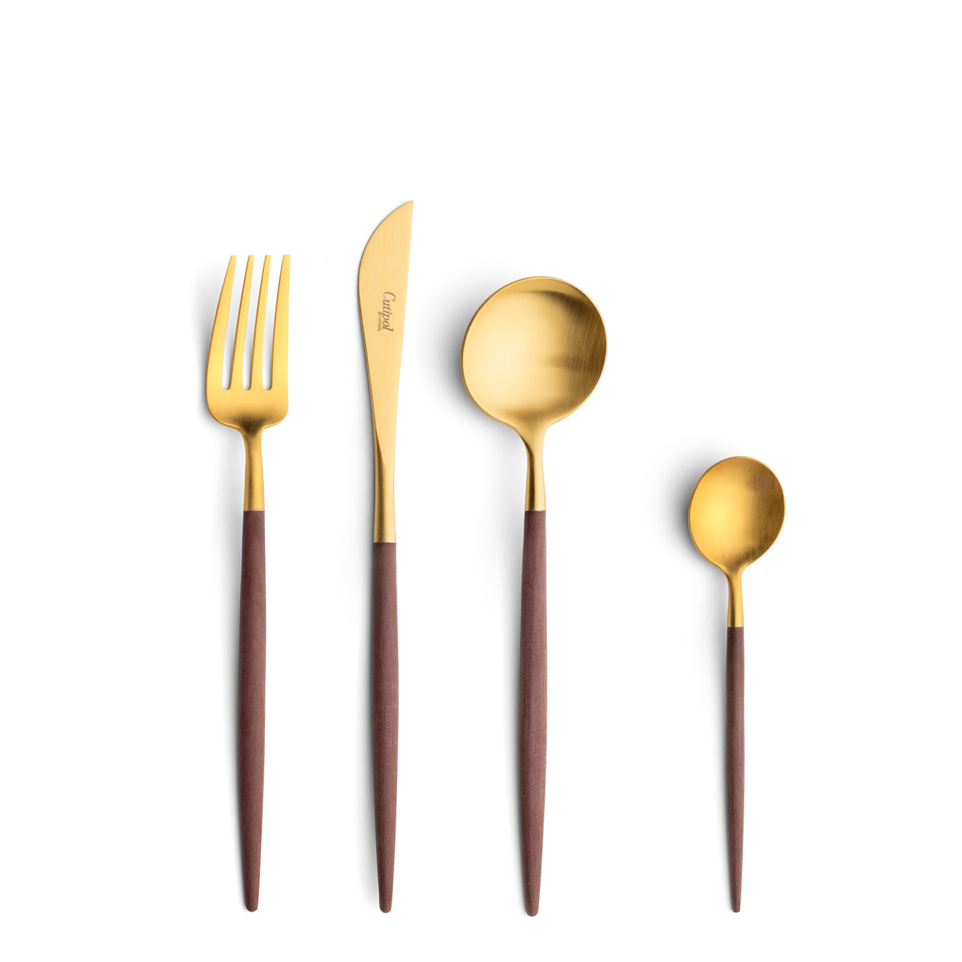 Cutipol Cutlery Goa Brown Gold with dessert fork, dessert knife, dessert spoon and tea-coffee spoon