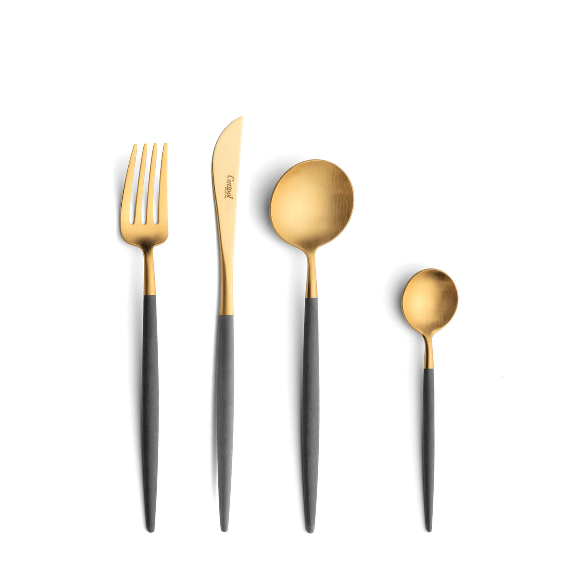 Cutipol Cutlery Goa Grey Gold with dessert fork, dessert knife, dessert spoon and tea-coffee spoon