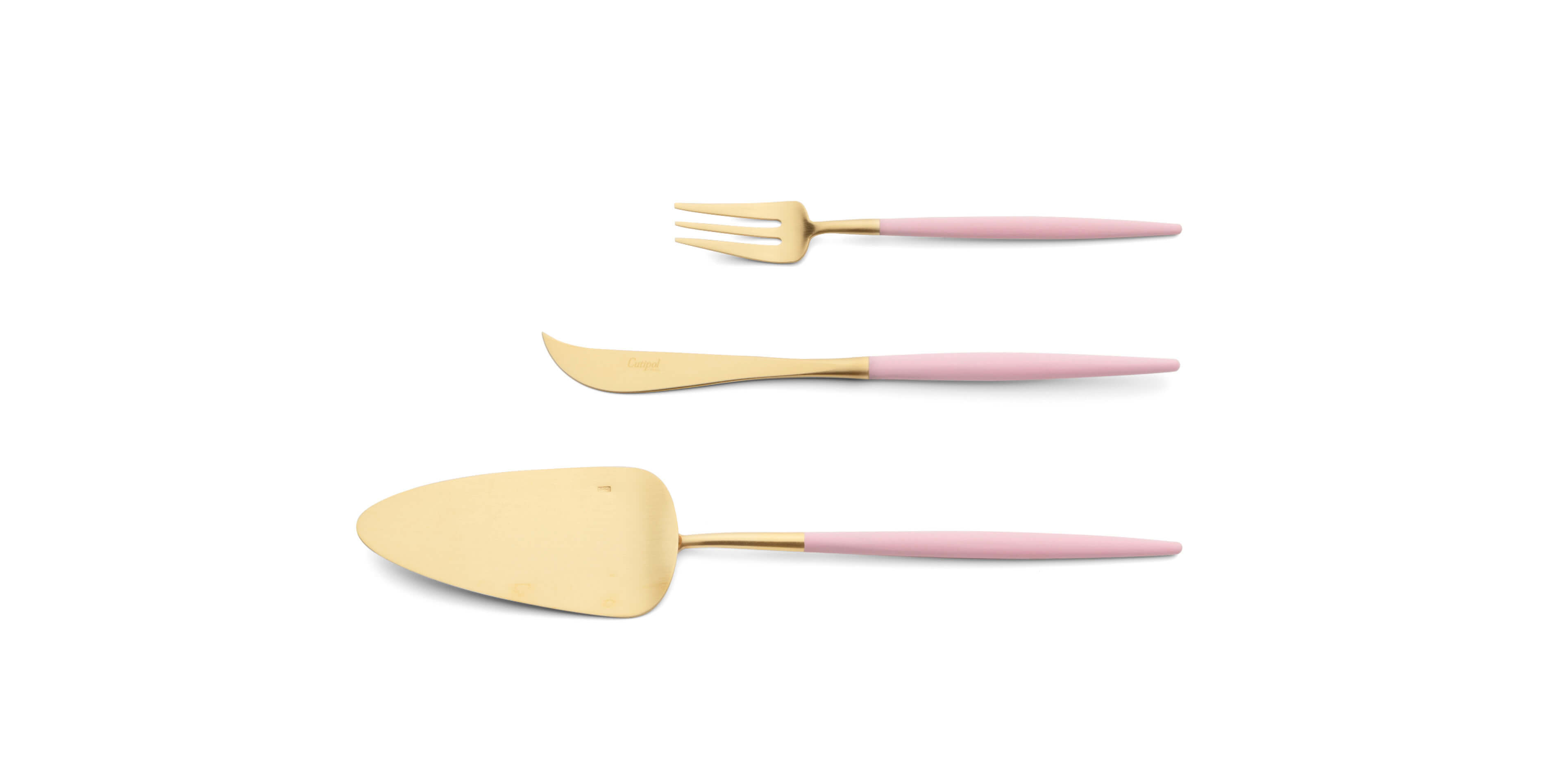 Pie server, cheese knife and pastry fork Cutipol Goa Pink Gold