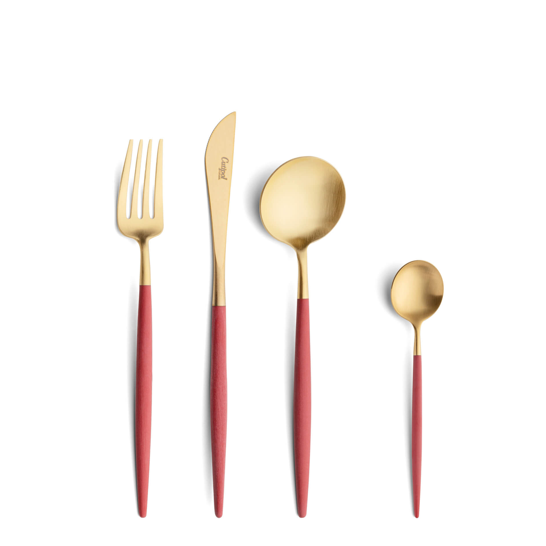 Cutipol Cutlery Goa Red Gold with dessert fork, dessert knife, dessert spoon and tea-coffee spoon