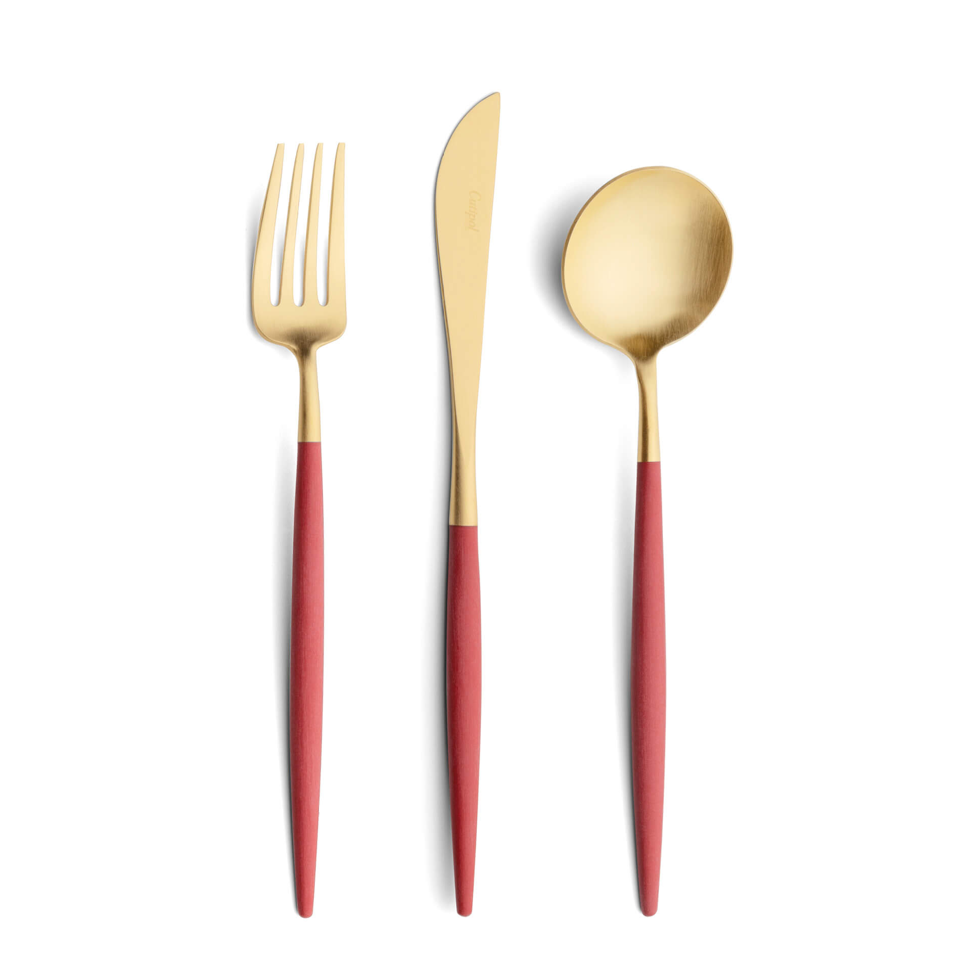 Cutipol Cutlery Goa Red Gold with dinner fork, dinner knife, table spoon